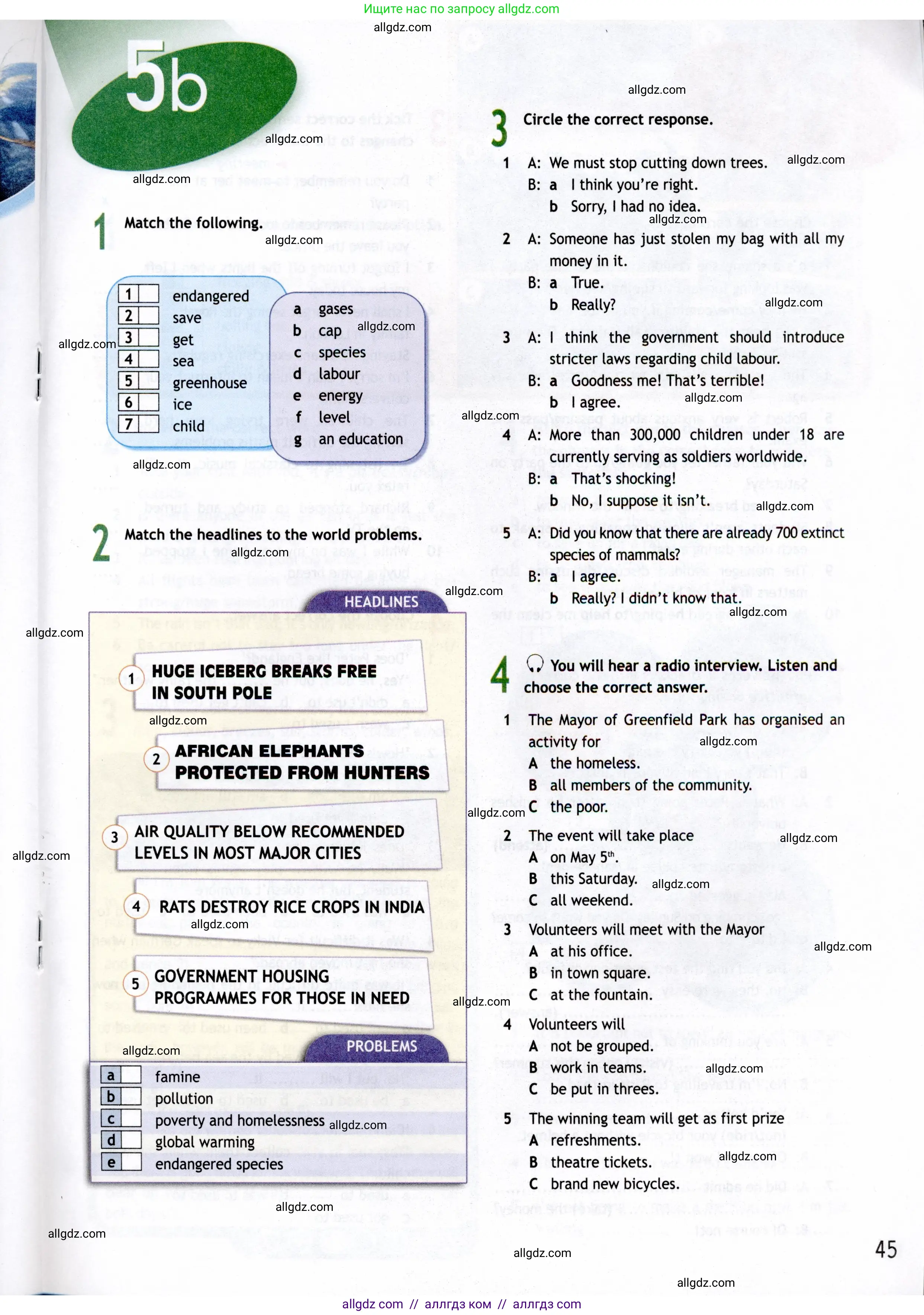 Английский язык (english), 8 класс Рабочая тетрадь (workbook), авторы: Ваулина Юлия Евгеньевна (Vaulina Julia), Дули Дженни (Dooley Jenny), Подоляко Ольга Евгеньевна (Podolyako Olga), Эванс Вирджиния (Evans Virginia), издательство Просвещение, Москва, 2023, бирюзового цвета, страница 45