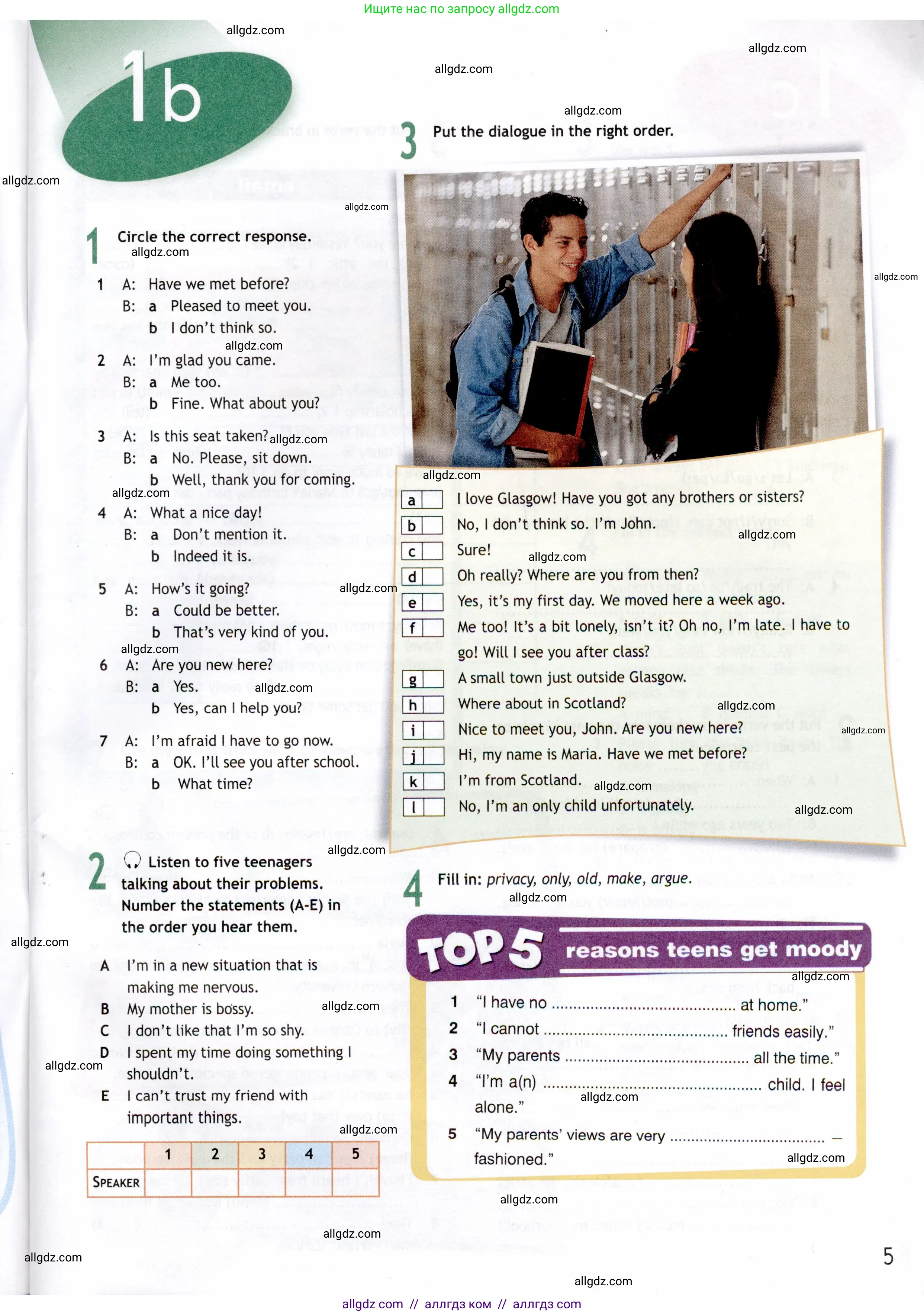 Английский язык (english), 8 класс Рабочая тетрадь (workbook), авторы: Ваулина Юлия Евгеньевна (Vaulina Julia), Дули Дженни (Dooley Jenny), Подоляко Ольга Евгеньевна (Podolyako Olga), Эванс Вирджиния (Evans Virginia), издательство Просвещение, Москва, 2023, бирюзового цвета, страница 5