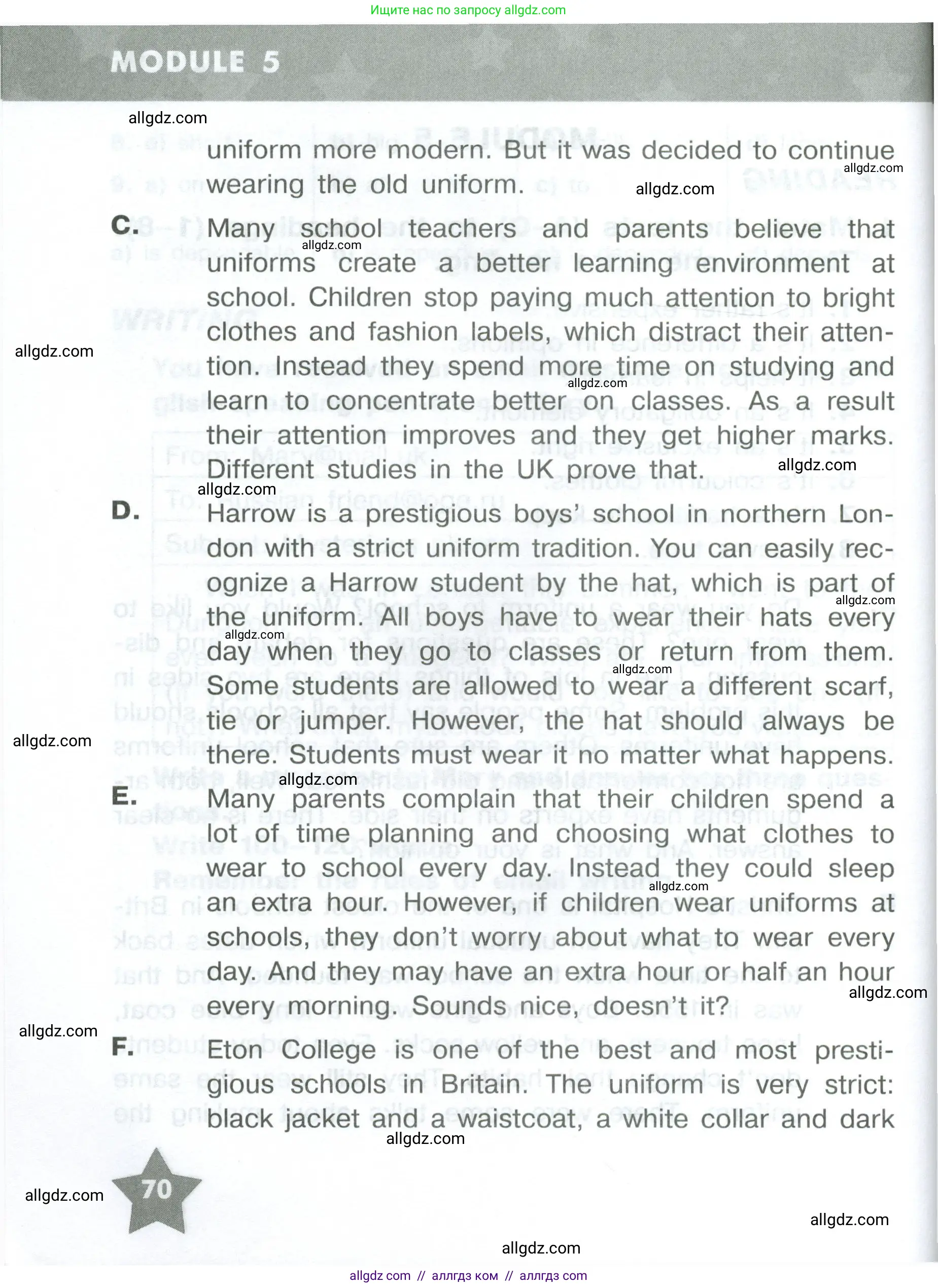 Английский язык (english), 8 класс Тренировочные упражнения в формате ОГЭ (ГИА), авторы: Комиссаров Константин Вячеславович, Кирдяева Ольга Ивановна, издательство Просвещение, Москва, 2024, белого цвета, страница 70