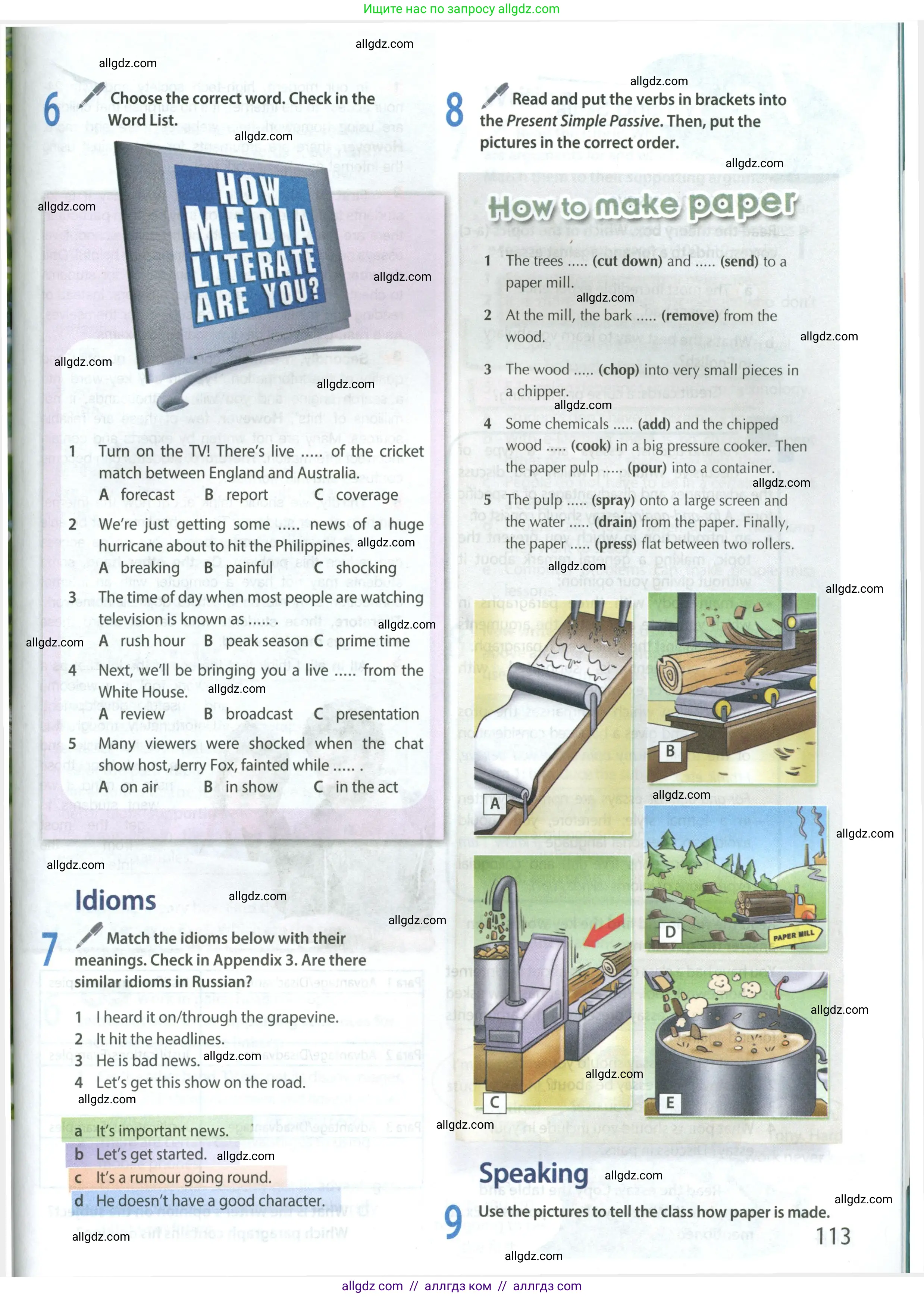 Английский язык (english), 8 класс Учебник (Student's book), авторы: Ваулина Юлия Евгеньевна (Vaulina Julia), Дули Дженни (Dooley Jenny), Подоляко Ольга Евгеньевна (Podolyako Olga), Эванс Вирджиния (Evans Virginia), издательство Просвещение, Москва, 2023, бирюзового цвета, страница 113