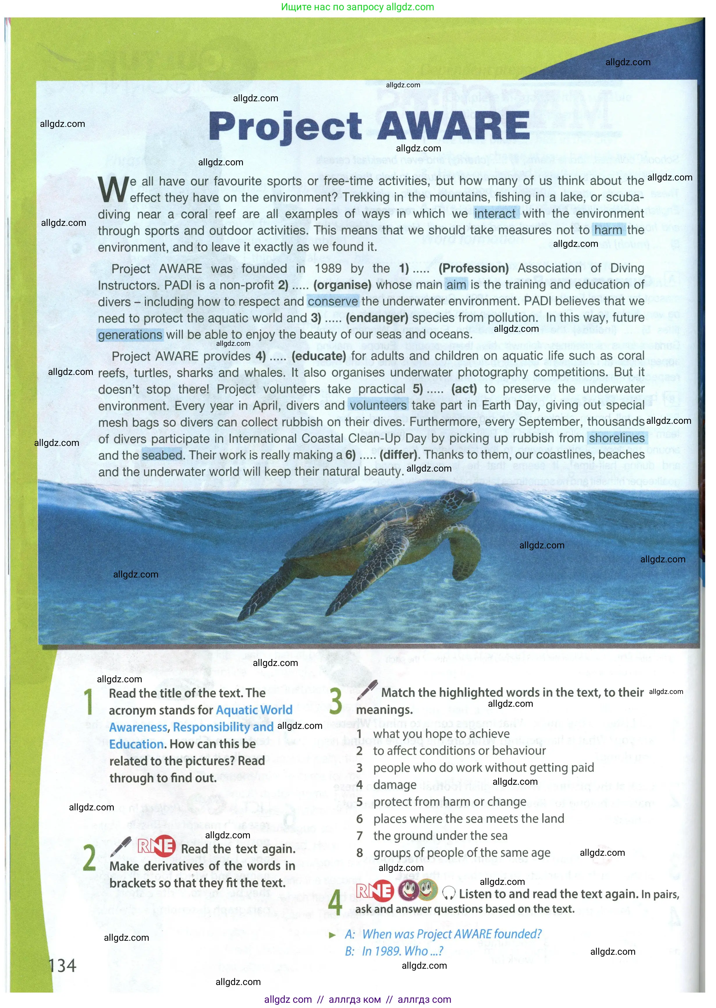 Английский язык (english), 8 класс Учебник (Student's book), авторы: Ваулина Юлия Евгеньевна (Vaulina Julia), Дули Дженни (Dooley Jenny), Подоляко Ольга Евгеньевна (Podolyako Olga), Эванс Вирджиния (Evans Virginia), издательство Просвещение, Москва, 2023, бирюзового цвета, страница 134