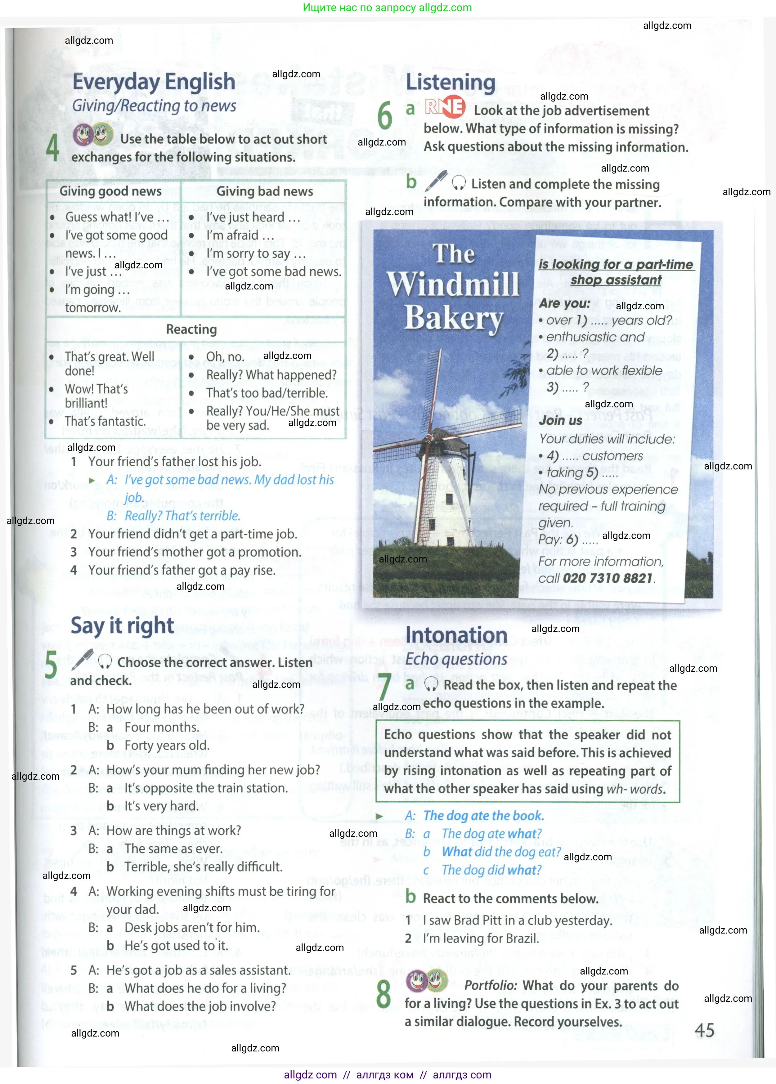 Английский язык (english), 8 класс Учебник (Student's book), авторы: Ваулина Юлия Евгеньевна (Vaulina Julia), Дули Дженни (Dooley Jenny), Подоляко Ольга Евгеньевна (Podolyako Olga), Эванс Вирджиния (Evans Virginia), издательство Просвещение, Москва, 2023, бирюзового цвета, страница 45