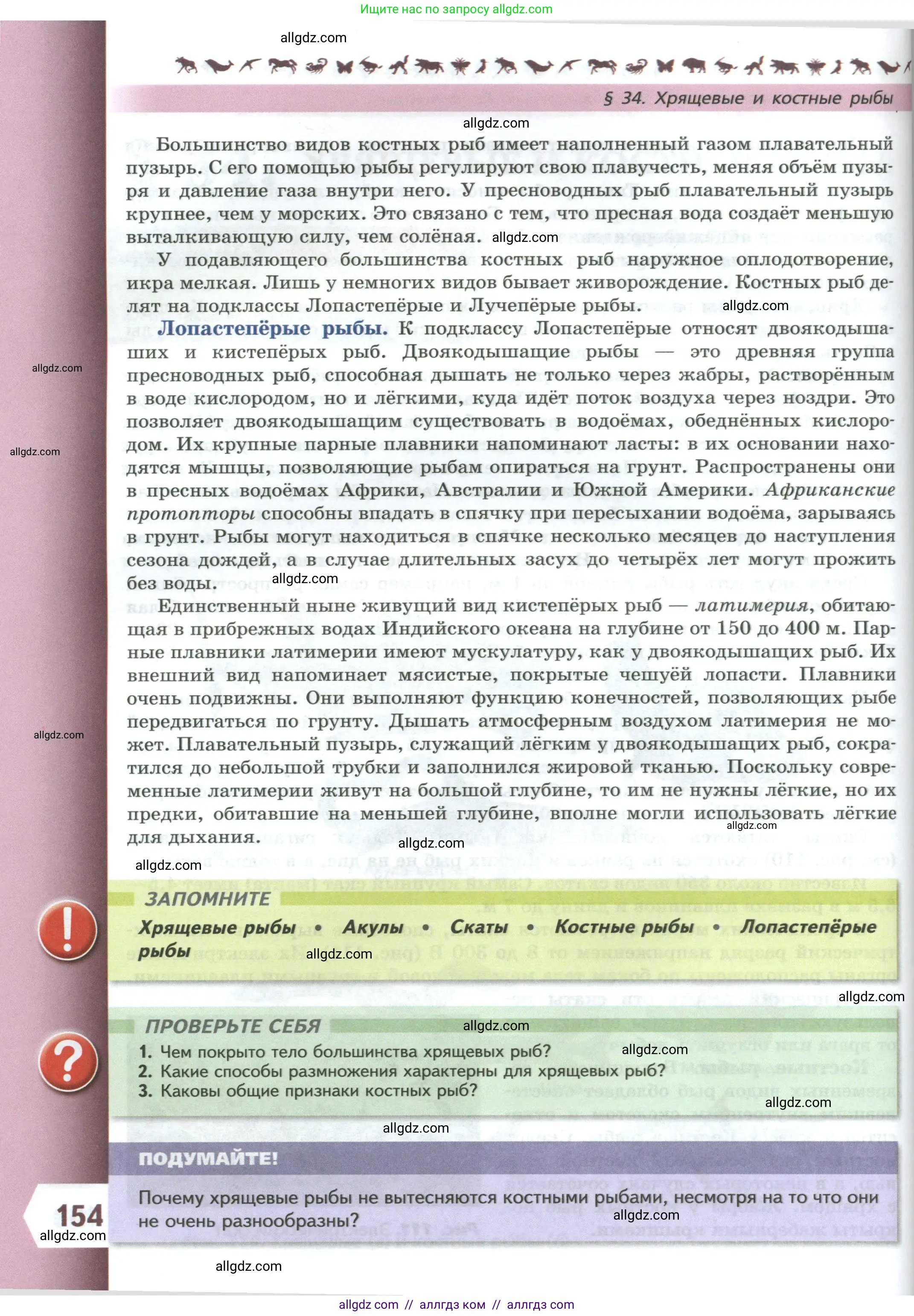 Биология, 8 класс Учебник, авторы: Пасечник Владимир Васильевич, Суматохин Сергей Витальевич, Гапонюк Зоя Георгиевна, издательство Просвещение, Москва, 2023, белого цвета, страница 154