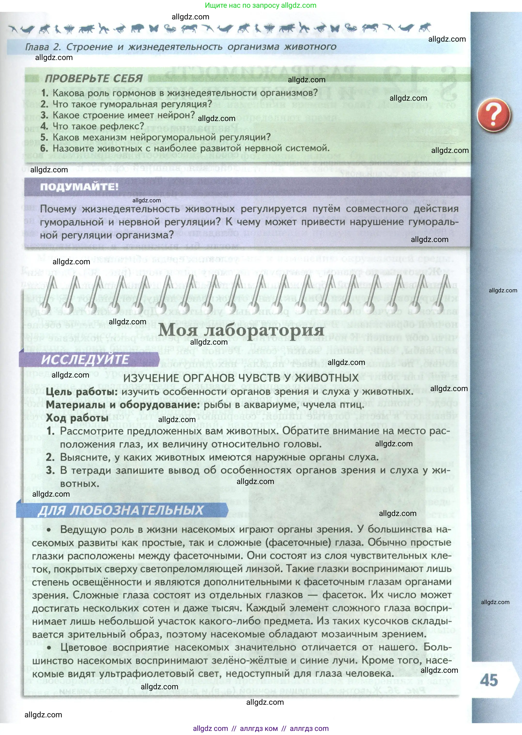 Биология, 8 класс Учебник, авторы: Пасечник Владимир Васильевич, Суматохин Сергей Витальевич, Гапонюк Зоя Георгиевна, издательство Просвещение, Москва, 2023, белого цвета, страница 45