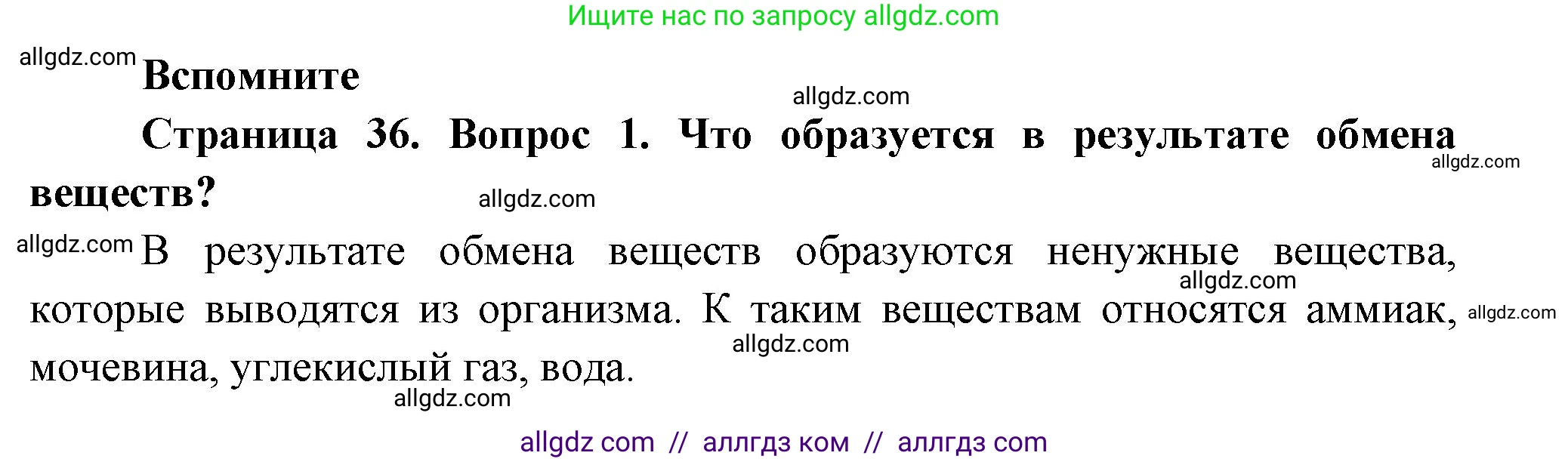 Биология, 8 класс Учебник, авторы: Пасечник Владимир Васильевич, Суматохин Сергей Витальевич, Гапонюк Зоя Георгиевна, издательство Просвещение, Москва, 2023, белого цвета, страница 36, номер 1, Решение