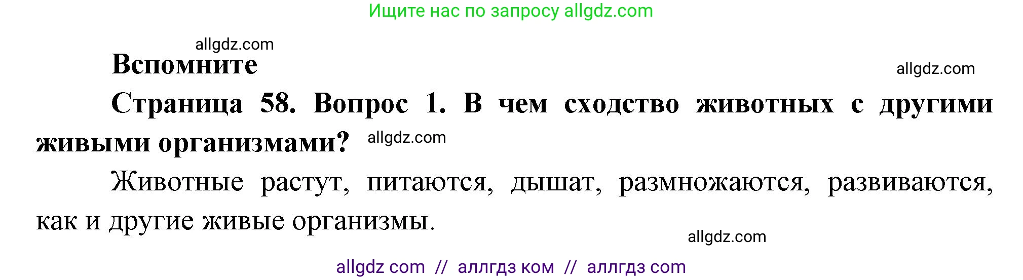 Биология, 8 класс Учебник, авторы: Пасечник Владимир Васильевич, Суматохин Сергей Витальевич, Гапонюк Зоя Георгиевна, издательство Просвещение, Москва, 2023, белого цвета, страница 58, номер 1, Решение