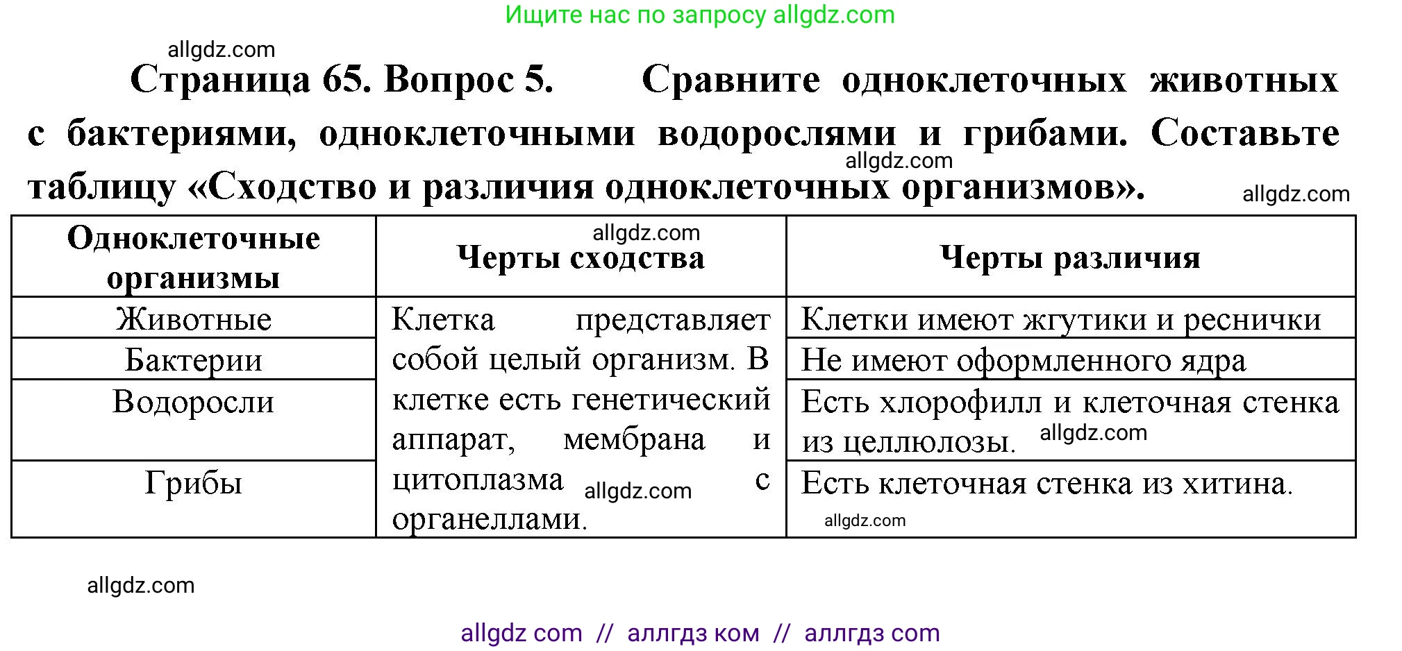 Биология, 8 класс Учебник, авторы: Пасечник Владимир Васильевич, Суматохин Сергей Витальевич, Гапонюк Зоя Георгиевна, издательство Просвещение, Москва, 2023, белого цвета, страница 65, номер 5, Решение