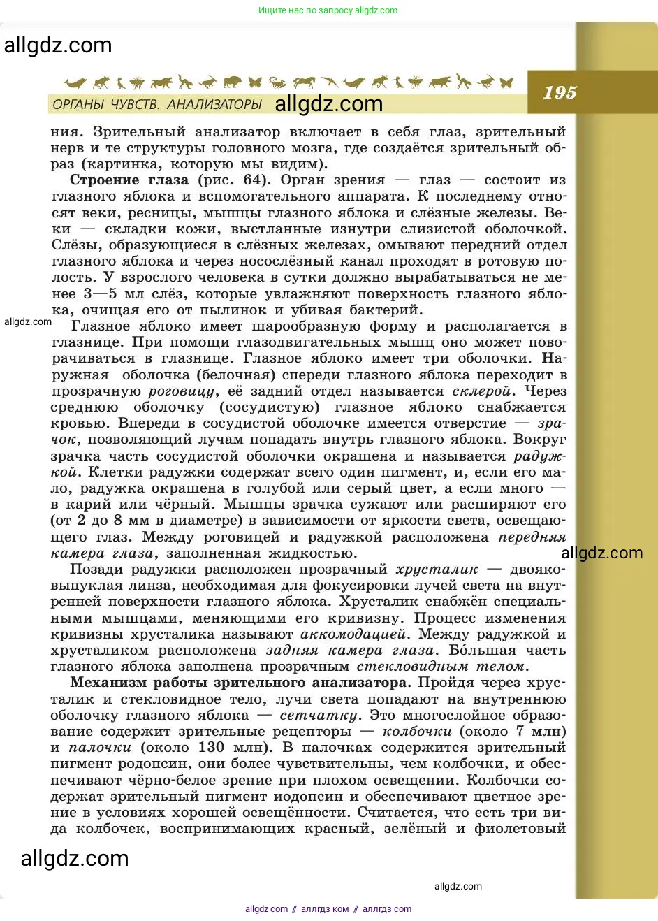 Биология, 8 класс Учебник, авторы: Пасечник Владимир Васильевич, Каменский Андрей Александрович, Швецов Глеб Геннадьевич, издательство Просвещение, Москва, 2019, страница 195