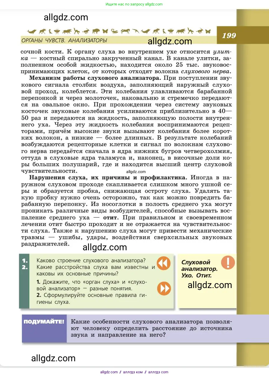 Биология, 8 класс Учебник, авторы: Пасечник Владимир Васильевич, Каменский Андрей Александрович, Швецов Глеб Геннадьевич, издательство Просвещение, Москва, 2019, страница 199