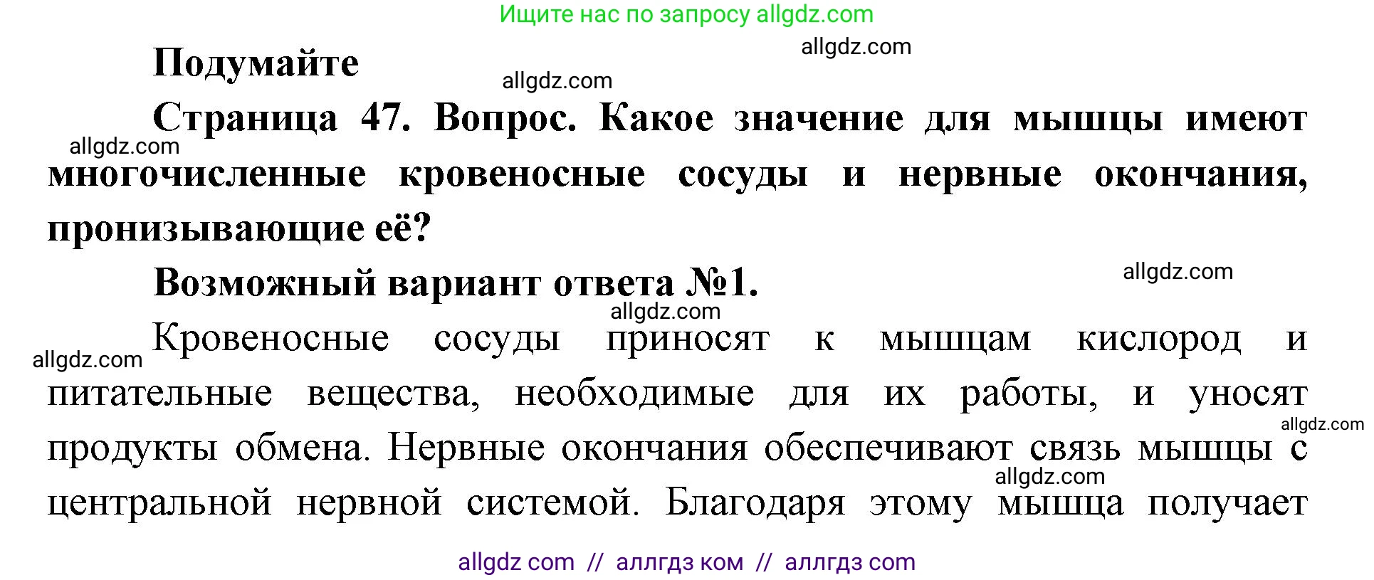 Биология, 8 класс Учебник, авторы: Пасечник Владимир Васильевич, Каменский Андрей Александрович, Швецов Глеб Геннадьевич, издательство Просвещение, Москва, 2019, страница 47, Решение 1