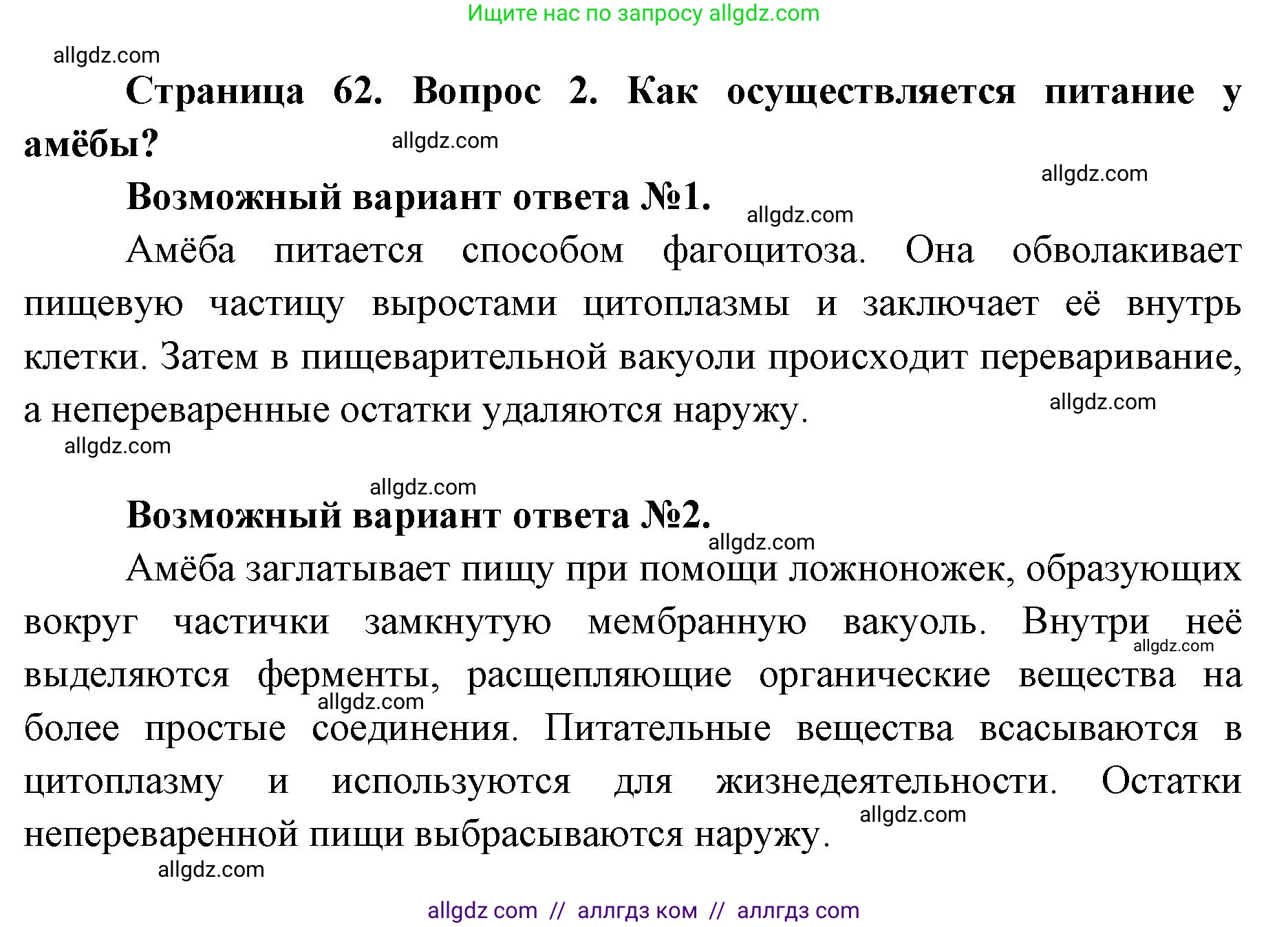 Биология, 8 класс Учебник, авторы: Пасечник Владимир Васильевич, Каменский Андрей Александрович, Швецов Глеб Геннадьевич, издательство Просвещение, Москва, 2019, страница 62, номер 2, Решение 1