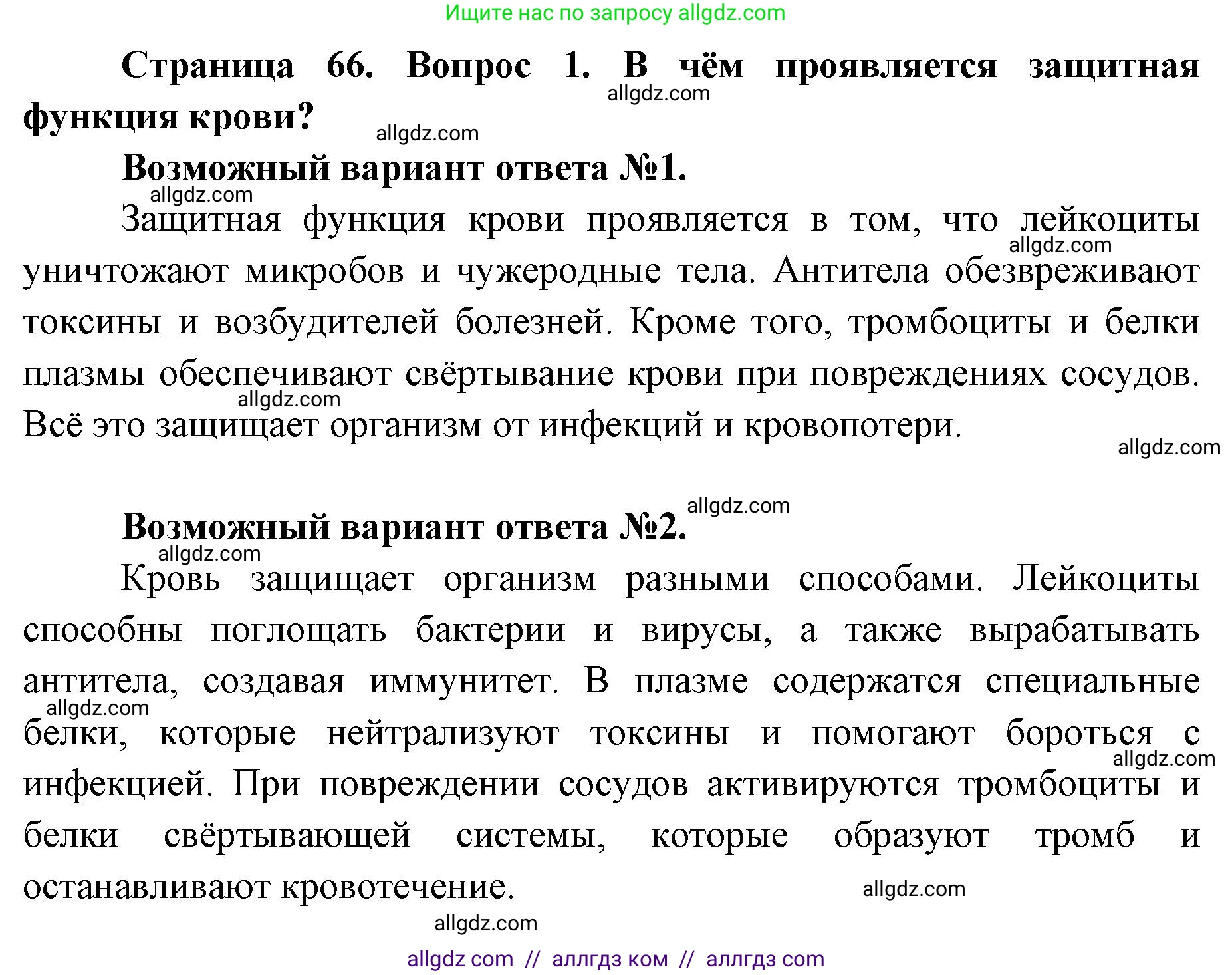 Биология, 8 класс Учебник, авторы: Пасечник Владимир Васильевич, Каменский Андрей Александрович, Швецов Глеб Геннадьевич, издательство Просвещение, Москва, 2019, страница 66, номер 1, Решение 1