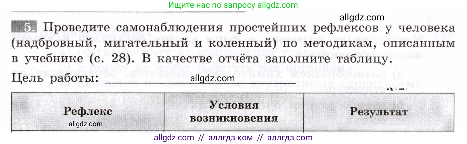 Биология, 8 класс рабочая тетрадь, авторы: Пасечник Владимир Васильевич, Швецов Глеб Геннадьевич, издательство Просвещение, Москва, 2019, страница 17, номер 5, Условие