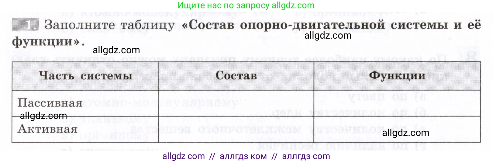 Биология, 8 класс рабочая тетрадь, авторы: Пасечник Владимир Васильевич, Швецов Глеб Геннадьевич, издательство Просвещение, Москва, 2019, страница 20, номер 1, Условие