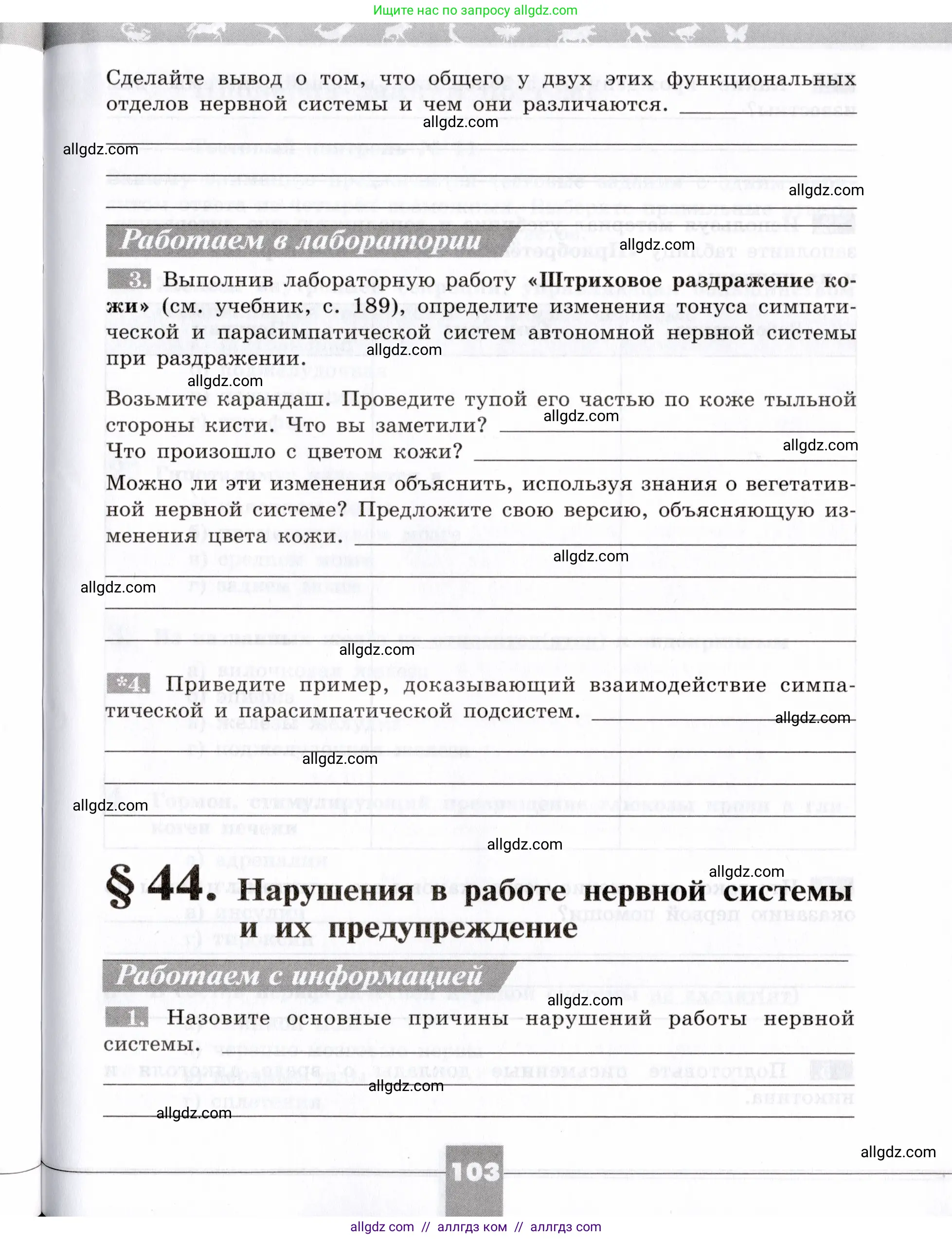 Биология, 8 класс рабочая тетрадь, авторы: Пасечник Владимир Васильевич, Швецов Глеб Геннадьевич, издательство Просвещение, Москва, 2019, страница 103
