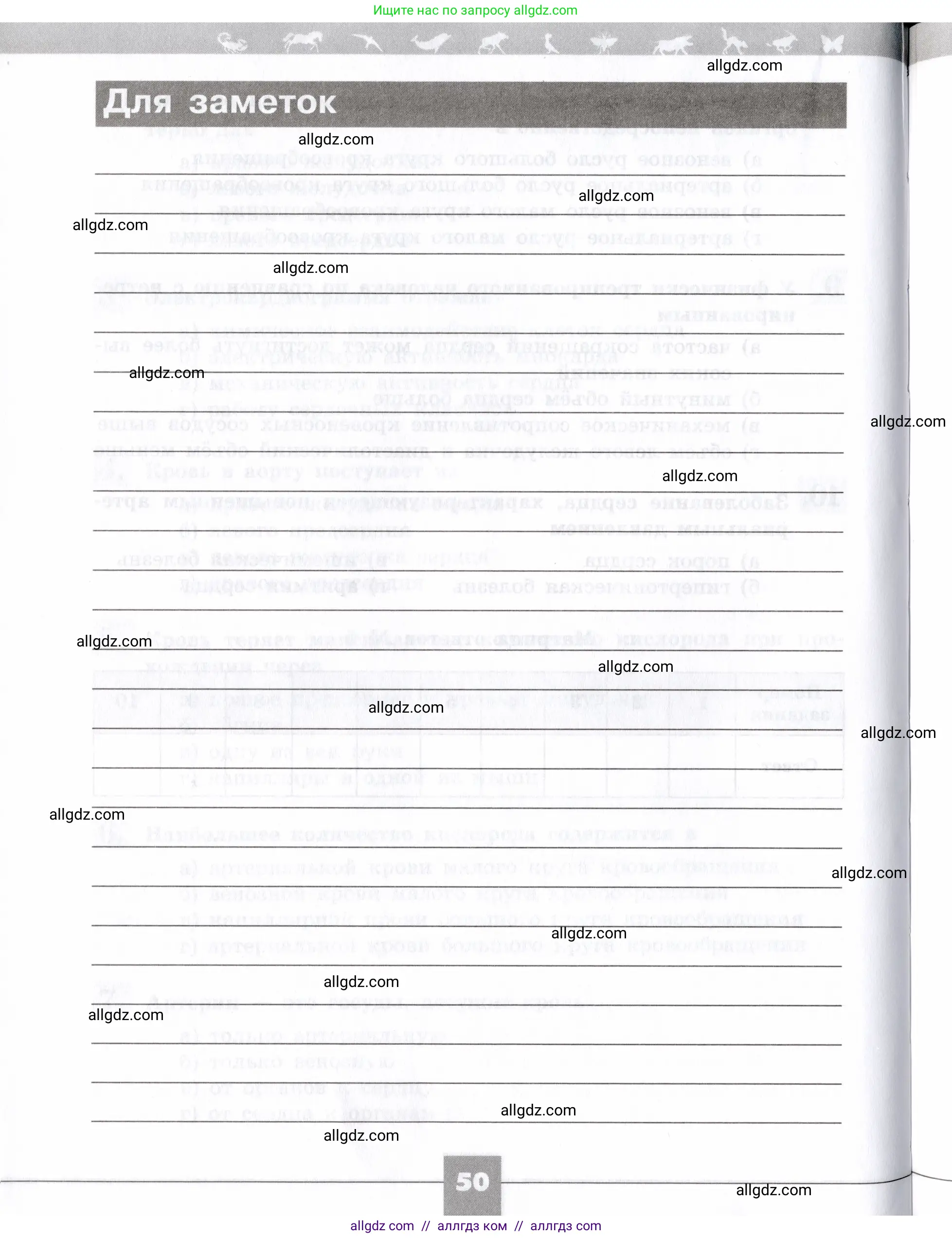 Биология, 8 класс рабочая тетрадь, авторы: Пасечник Владимир Васильевич, Швецов Глеб Геннадьевич, издательство Просвещение, Москва, 2019, страница 50