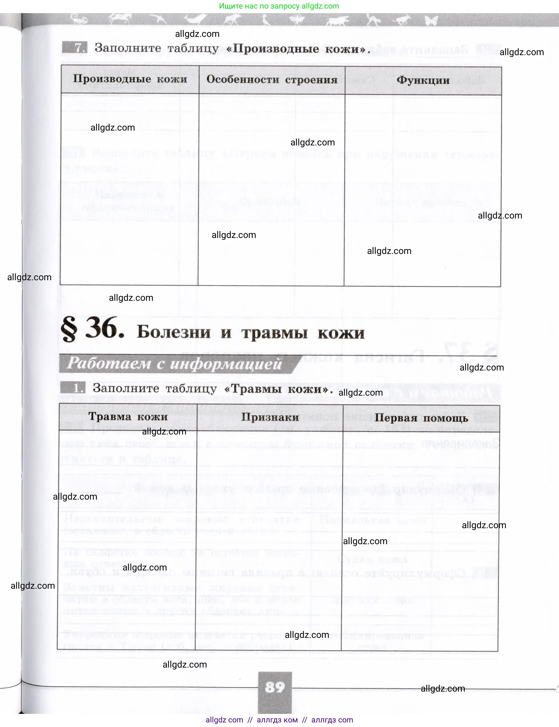 Биология, 8 класс рабочая тетрадь, авторы: Пасечник Владимир Васильевич, Швецов Глеб Геннадьевич, издательство Просвещение, Москва, 2019, страница 89