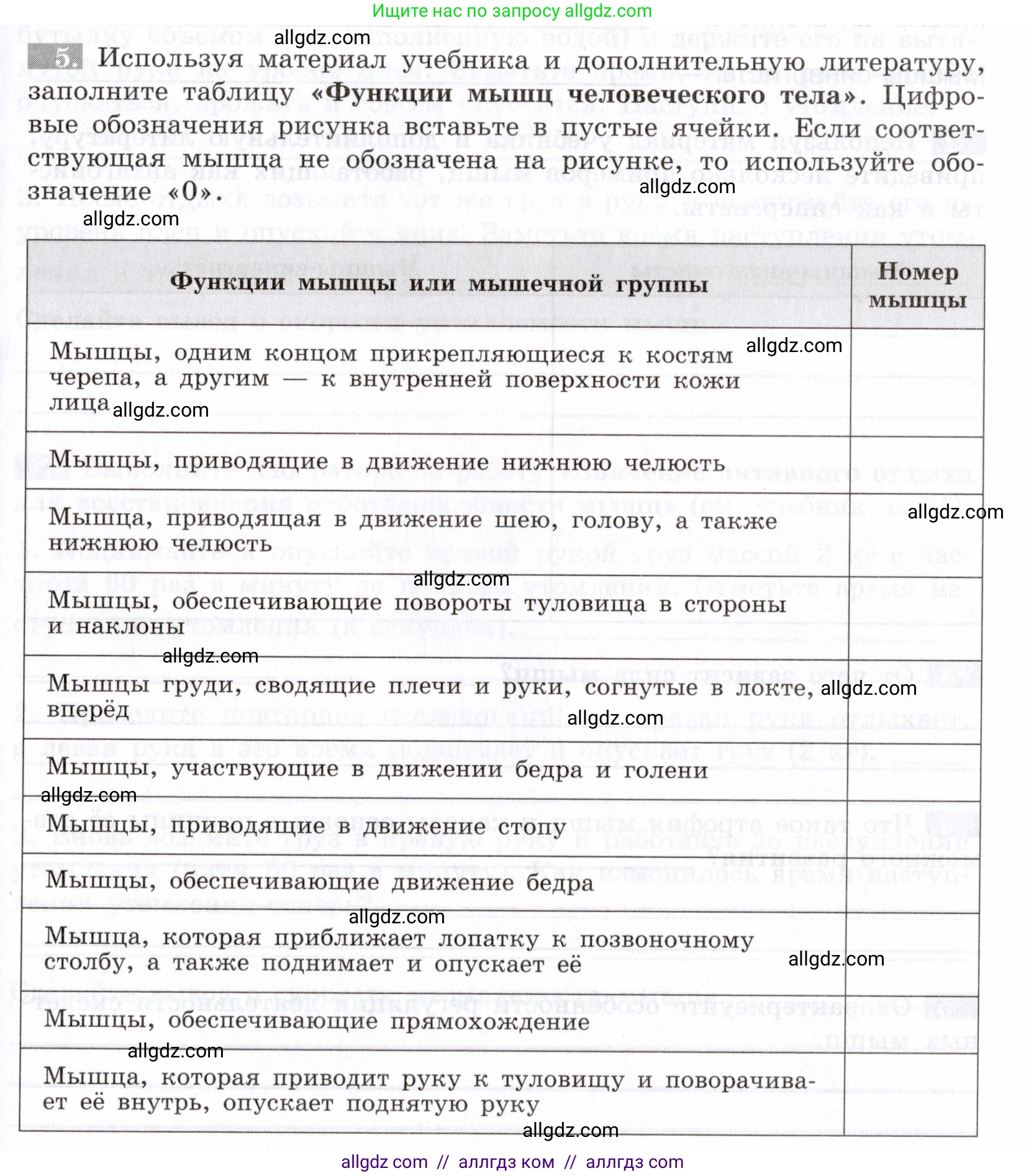 Биология, 8 класс рабочая тетрадь, авторы: Пасечник Владимир Васильевич, Швецов Глеб Геннадьевич, издательство Просвещение, Москва, 2019, страница 27, номер 5, Условие