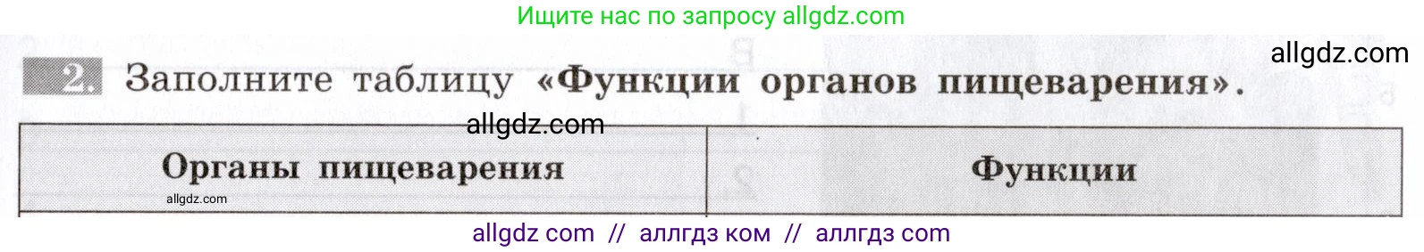 Биология, 8 класс рабочая тетрадь, авторы: Пасечник Владимир Васильевич, Швецов Глеб Геннадьевич, издательство Просвещение, Москва, 2019, страница 59, номер 2, Условие