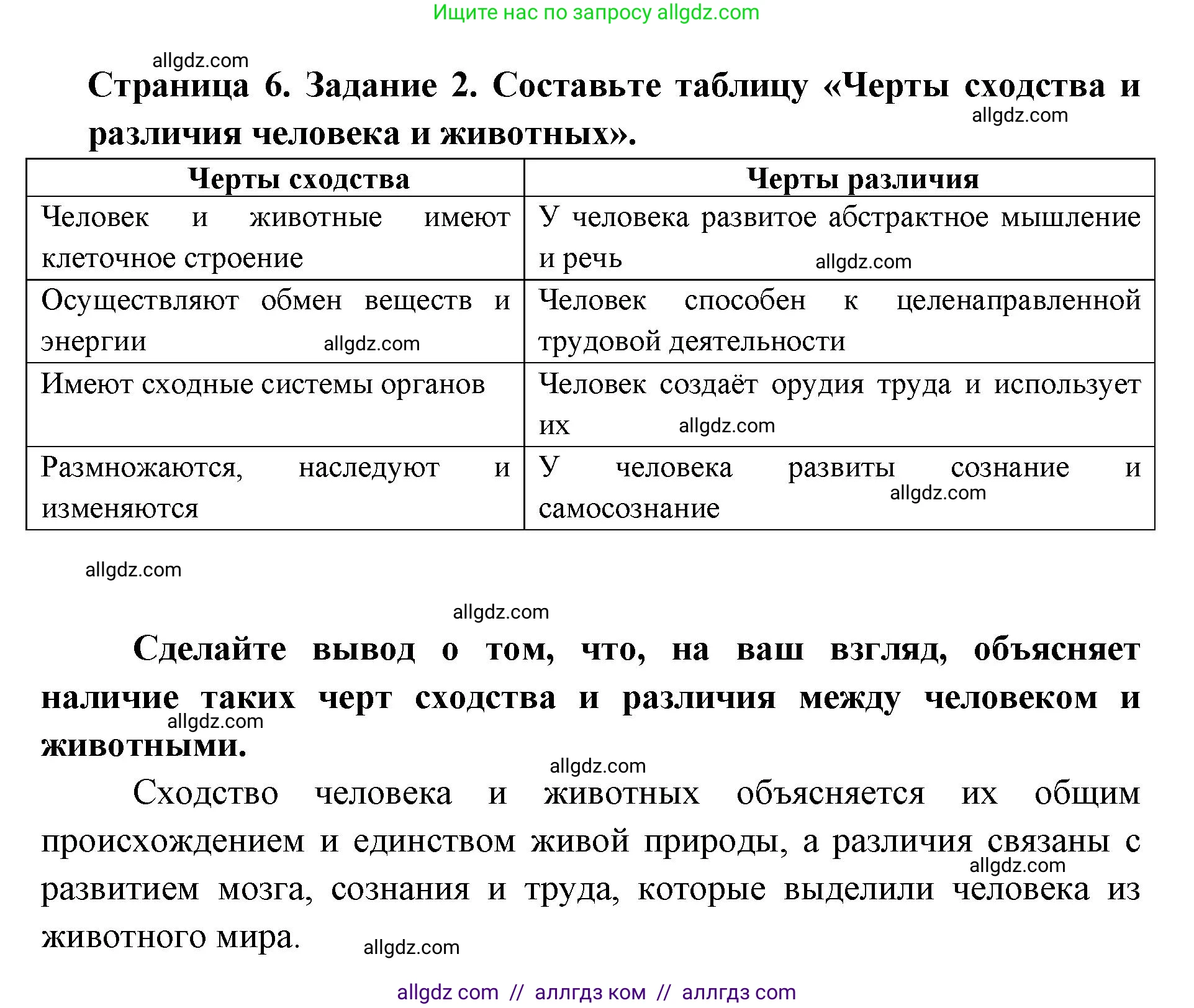 Биология, 8 класс рабочая тетрадь, авторы: Пасечник Владимир Васильевич, Швецов Глеб Геннадьевич, издательство Просвещение, Москва, 2019, страница 6, номер 2, Решение 1