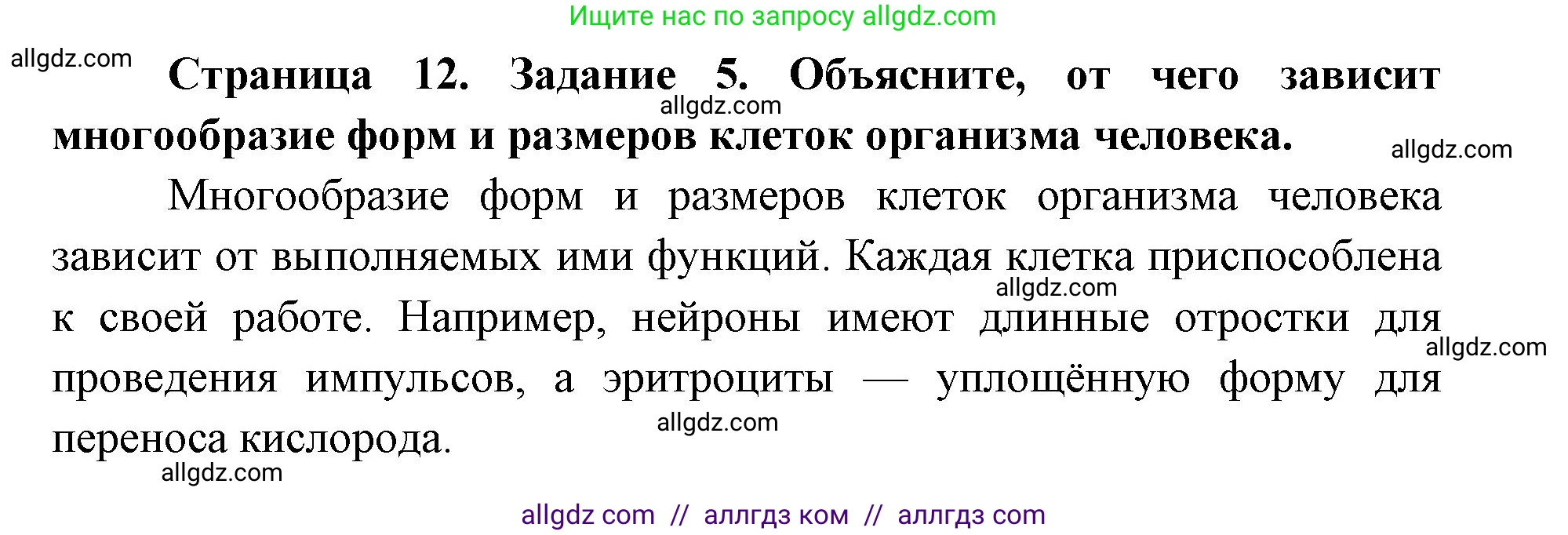 Биология, 8 класс рабочая тетрадь, авторы: Пасечник Владимир Васильевич, Швецов Глеб Геннадьевич, издательство Просвещение, Москва, 2019, страница 12, номер 5, Решение 1