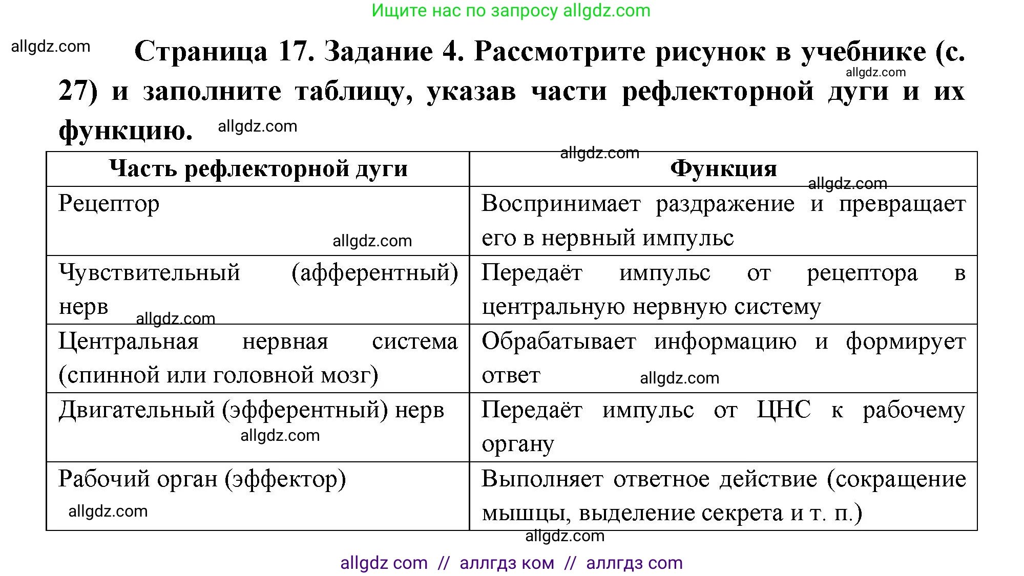 Биология, 8 класс рабочая тетрадь, авторы: Пасечник Владимир Васильевич, Швецов Глеб Геннадьевич, издательство Просвещение, Москва, 2019, страница 17, номер 4, Решение 1