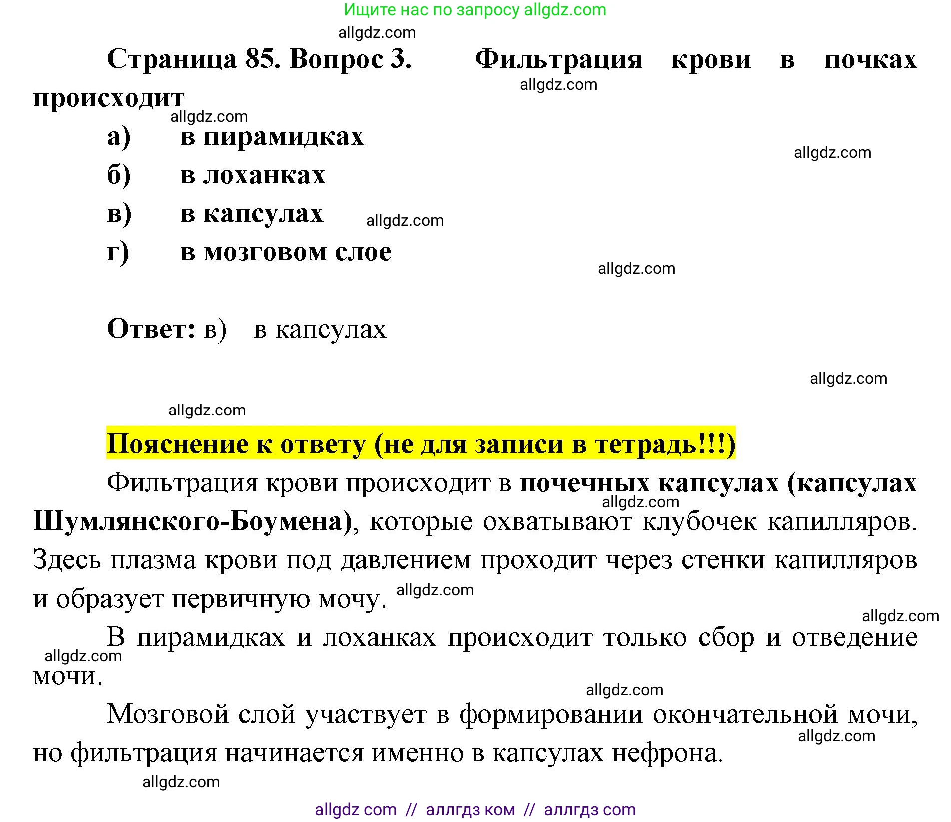 Биология, 8 класс рабочая тетрадь, авторы: Пасечник Владимир Васильевич, Швецов Глеб Геннадьевич, издательство Просвещение, Москва, 2019, страница 85, номер 3, Решение 1