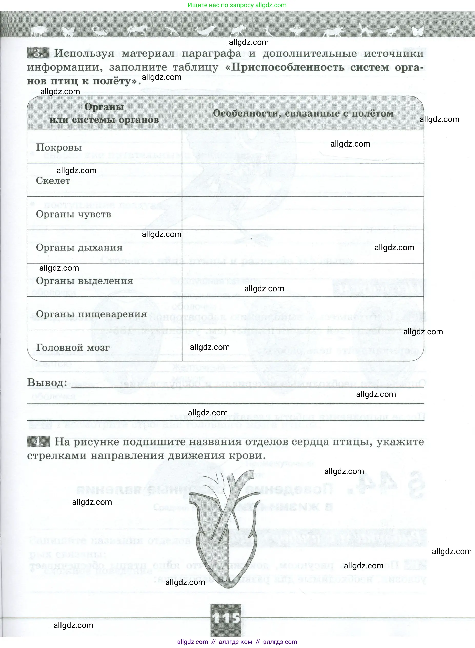 Биология, 8 класс рабочая тетрадь, авторы: Суматохин Сергей Витальевич, Пасечник Владимир Васильевич, Гапонюк Зоя Георгиевна, издательство Просвещение, Москва, 2023, оранжевого цвета, страница 115
