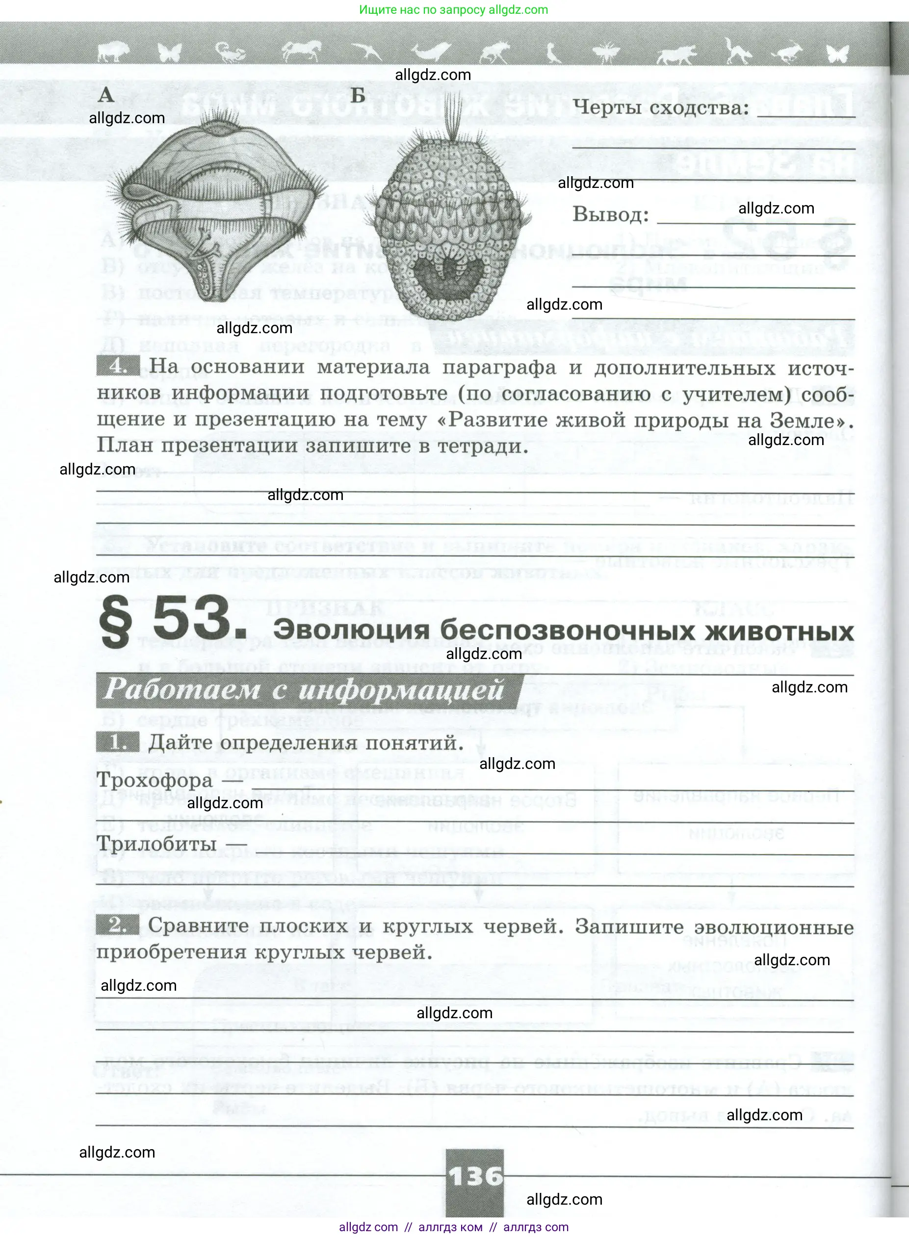 Биология, 8 класс рабочая тетрадь, авторы: Суматохин Сергей Витальевич, Пасечник Владимир Васильевич, Гапонюк Зоя Георгиевна, издательство Просвещение, Москва, 2023, оранжевого цвета, страница 136