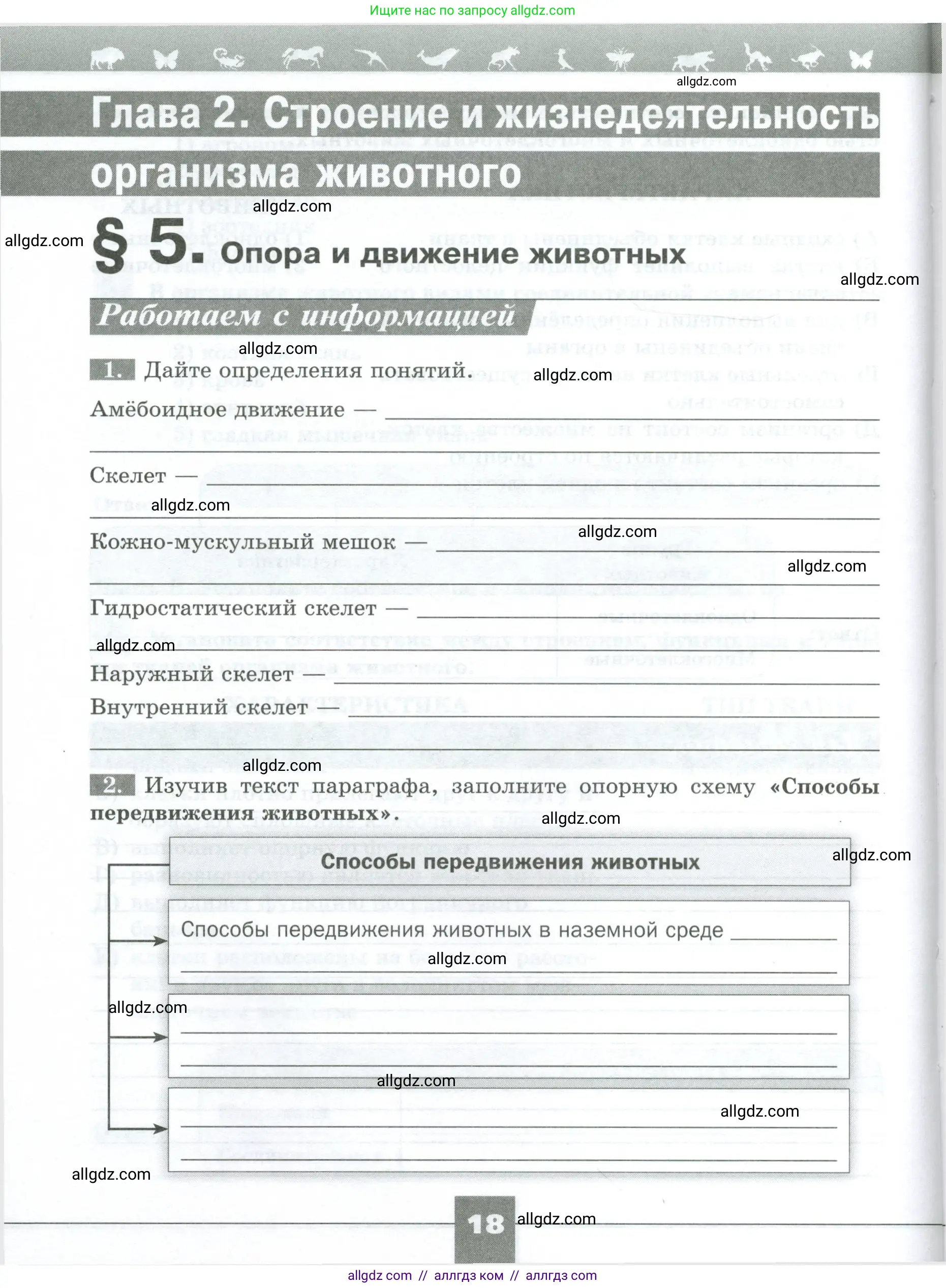 Биология, 8 класс рабочая тетрадь, авторы: Суматохин Сергей Витальевич, Пасечник Владимир Васильевич, Гапонюк Зоя Георгиевна, издательство Просвещение, Москва, 2023, оранжевого цвета, страница 18