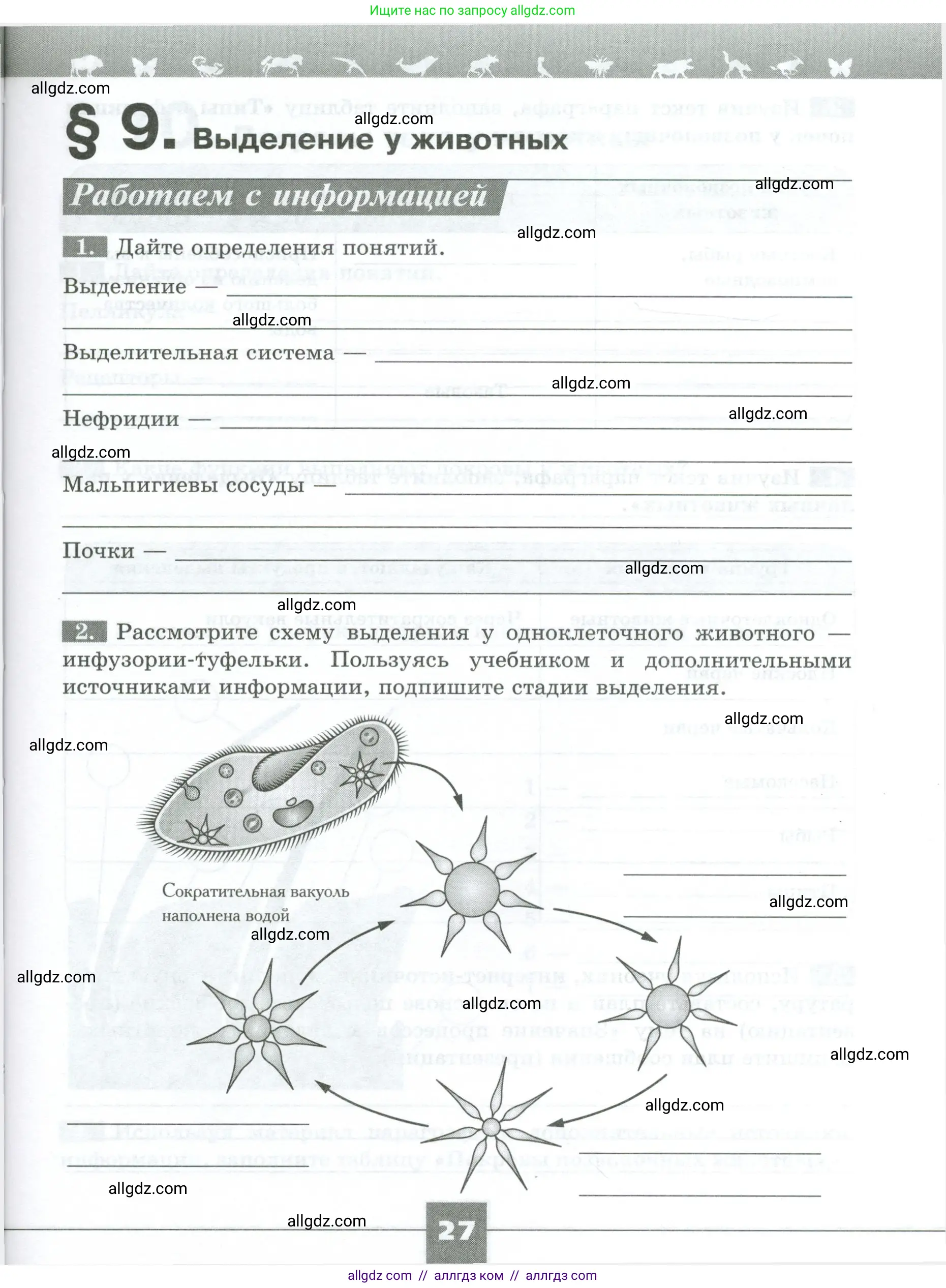 Биология, 8 класс рабочая тетрадь, авторы: Суматохин Сергей Витальевич, Пасечник Владимир Васильевич, Гапонюк Зоя Георгиевна, издательство Просвещение, Москва, 2023, оранжевого цвета, страница 27