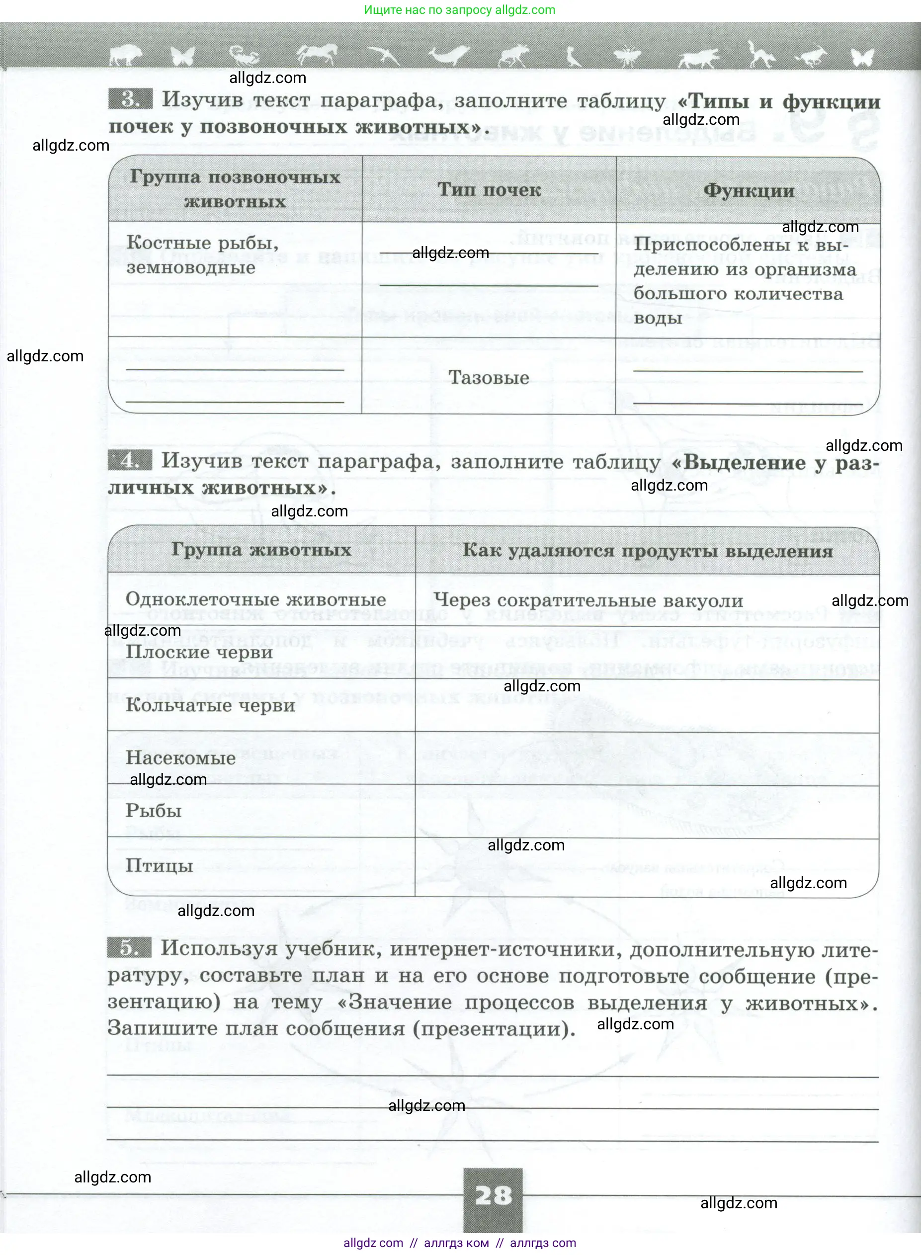 Биология, 8 класс рабочая тетрадь, авторы: Суматохин Сергей Витальевич, Пасечник Владимир Васильевич, Гапонюк Зоя Георгиевна, издательство Просвещение, Москва, 2023, оранжевого цвета, страница 28