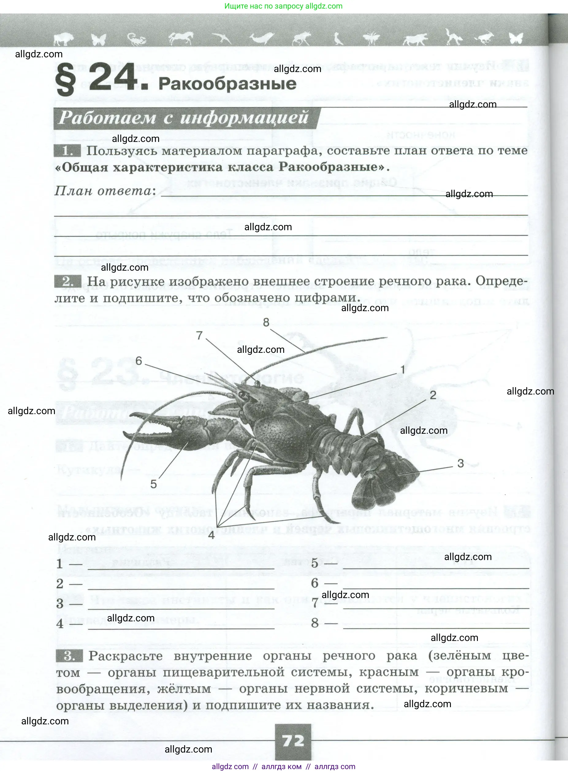 Биология, 8 класс рабочая тетрадь, авторы: Суматохин Сергей Витальевич, Пасечник Владимир Васильевич, Гапонюк Зоя Георгиевна, издательство Просвещение, Москва, 2023, оранжевого цвета, страница 72