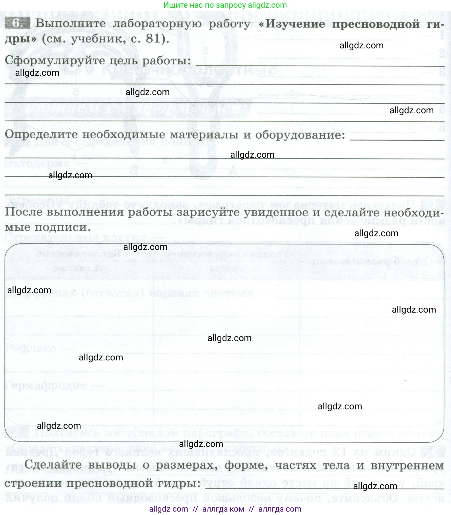 Биология, 8 класс рабочая тетрадь, авторы: Суматохин Сергей Витальевич, Пасечник Владимир Васильевич, Гапонюк Зоя Георгиевна, издательство Просвещение, Москва, 2023, оранжевого цвета, страница 58, номер 6, Условие