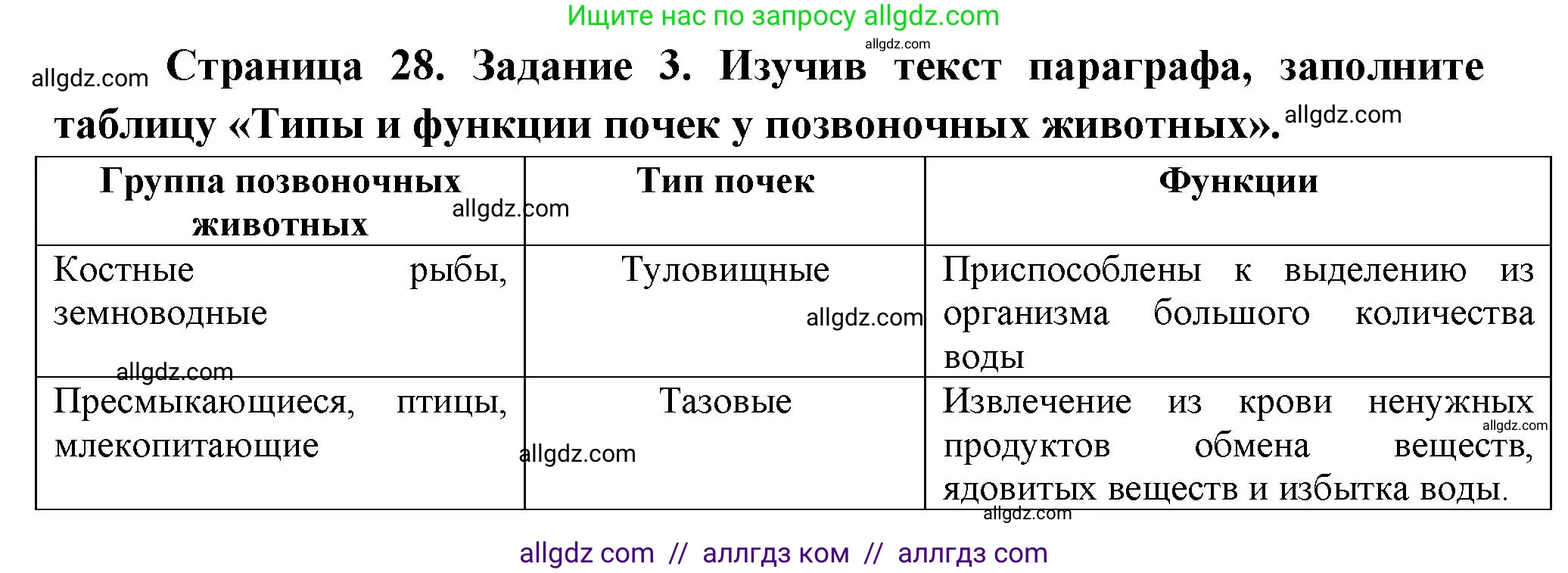 Биология, 8 класс рабочая тетрадь, авторы: Суматохин Сергей Витальевич, Пасечник Владимир Васильевич, Гапонюк Зоя Георгиевна, издательство Просвещение, Москва, 2023, оранжевого цвета, страница 28, номер 3, Решение
