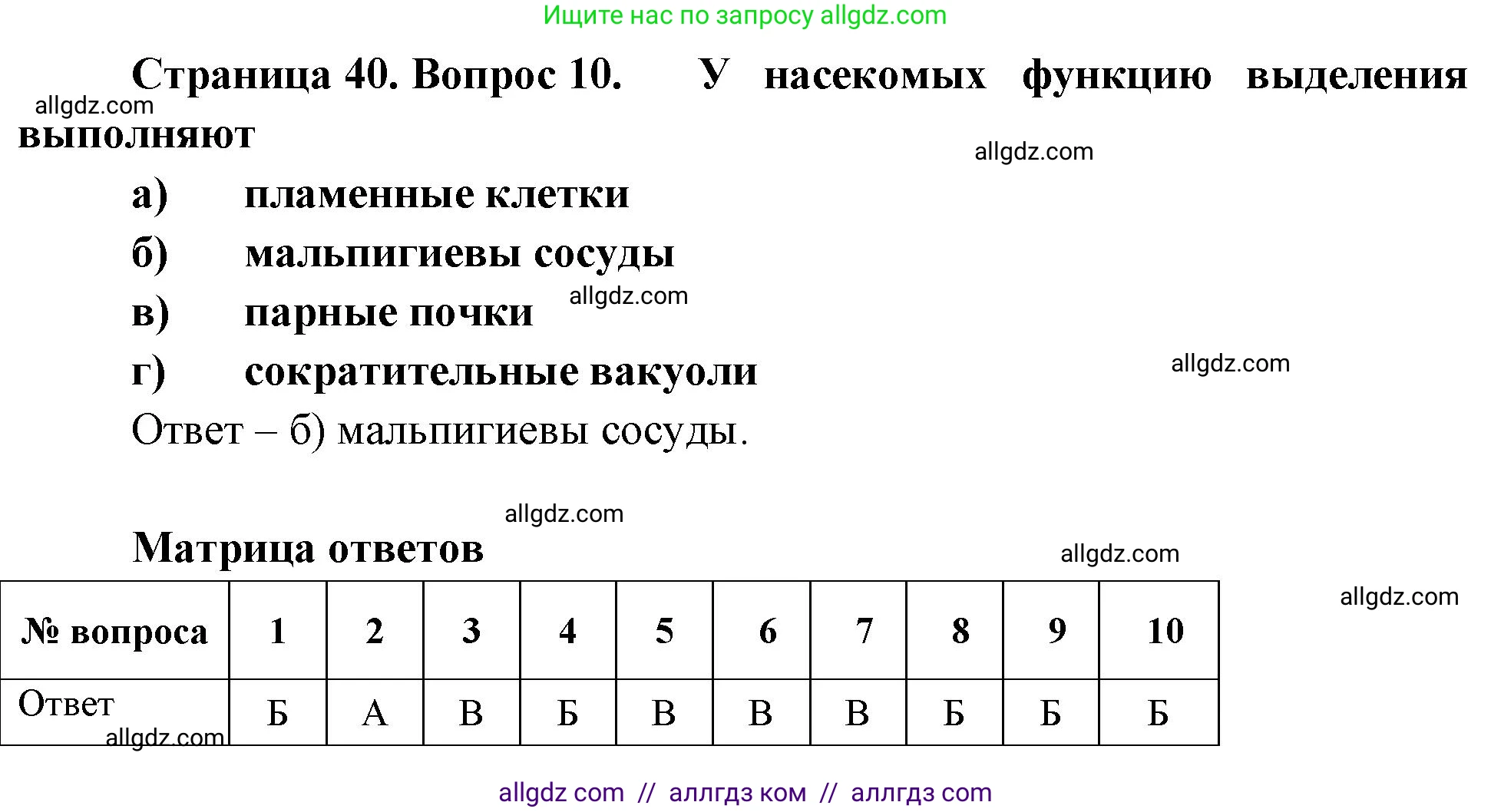 Биология, 8 класс рабочая тетрадь, авторы: Суматохин Сергей Витальевич, Пасечник Владимир Васильевич, Гапонюк Зоя Георгиевна, издательство Просвещение, Москва, 2023, оранжевого цвета, страница 40, номер 10, Решение