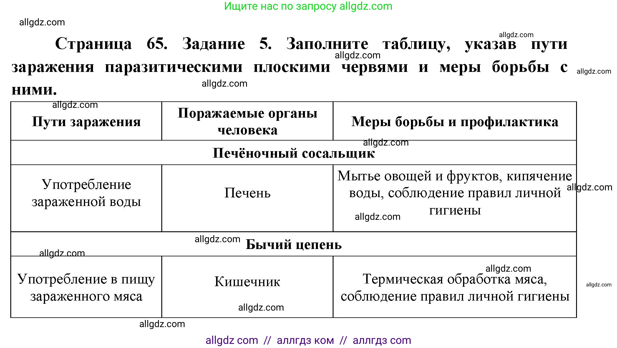 Биология, 8 класс рабочая тетрадь, авторы: Суматохин Сергей Витальевич, Пасечник Владимир Васильевич, Гапонюк Зоя Георгиевна, издательство Просвещение, Москва, 2023, оранжевого цвета, страница 65, номер 5, Решение