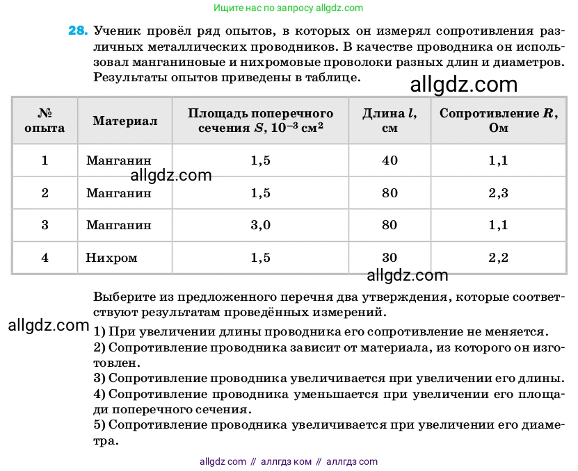 Физика, 8 класс Учебник, автор: Пёрышкин И М, издательство Просвещение, Москва, 2023, белого цвета, страница 244, номер 28, Условие
