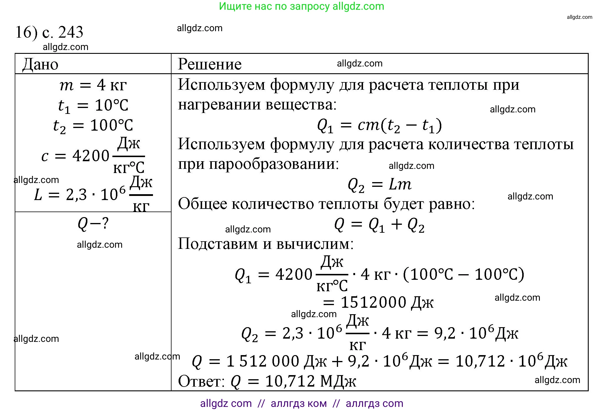 Физика, 8 класс Учебник, автор: Пёрышкин И М, издательство Просвещение, Москва, 2023, белого цвета, страница 243, номер 16, Решение 1