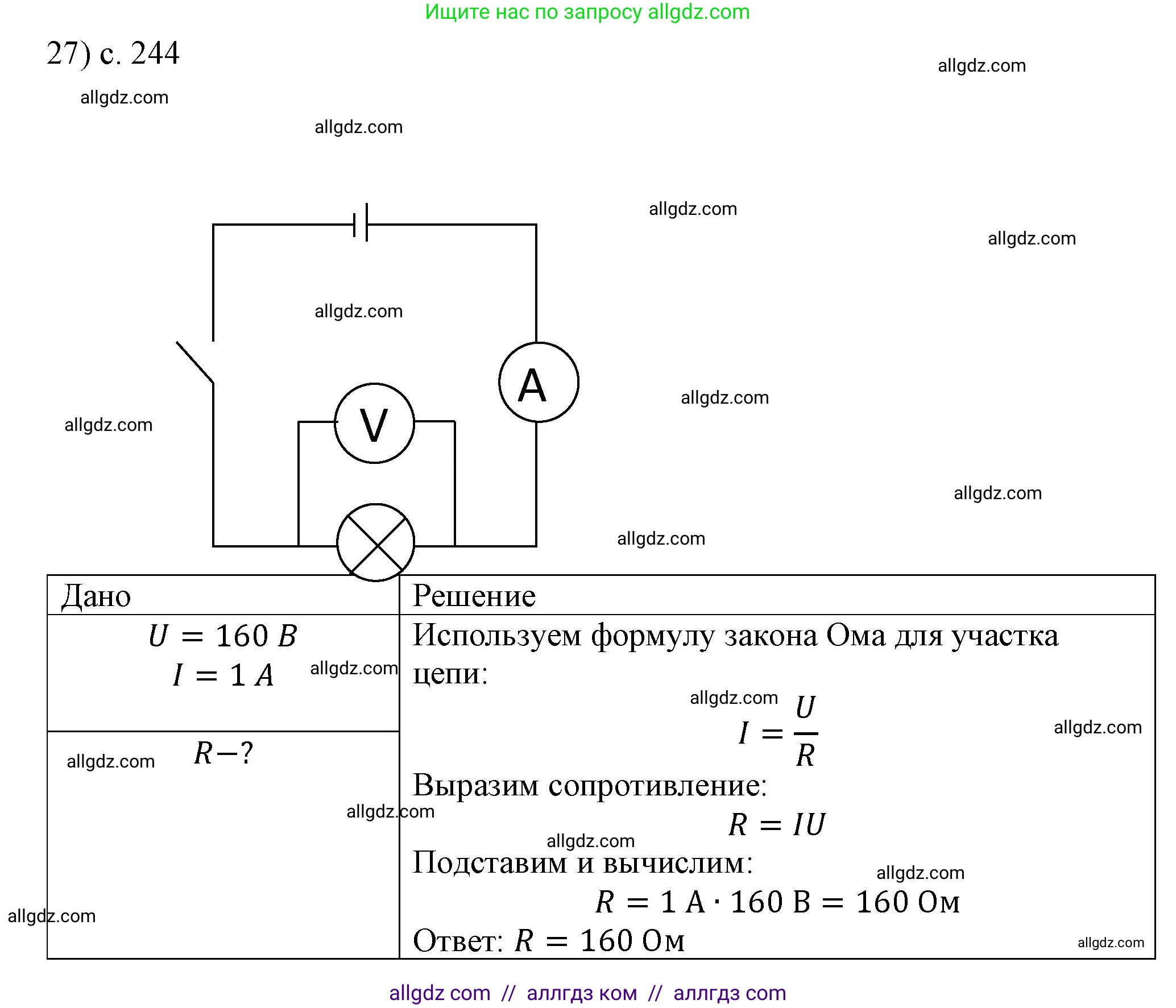 Физика, 8 класс Учебник, автор: Пёрышкин И М, издательство Просвещение, Москва, 2023, белого цвета, страница 244, номер 27, Решение 1