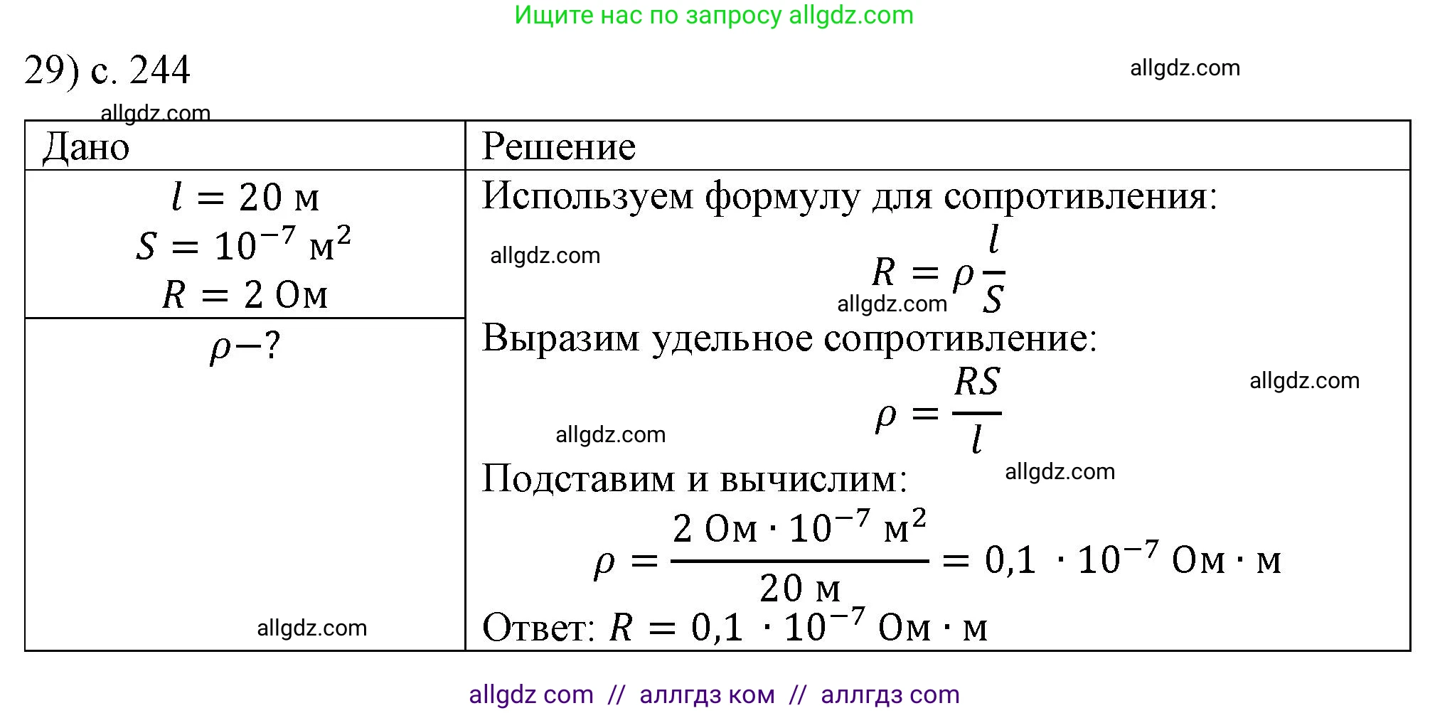 Физика, 8 класс Учебник, автор: Пёрышкин И М, издательство Просвещение, Москва, 2023, белого цвета, страница 244, номер 29, Решение 1