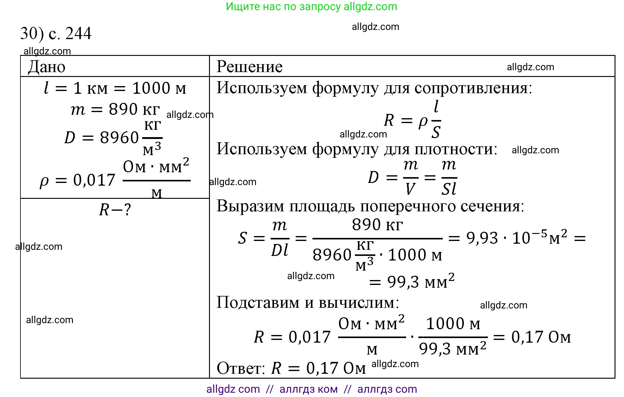 Физика, 8 класс Учебник, автор: Пёрышкин И М, издательство Просвещение, Москва, 2023, белого цвета, страница 244, номер 30, Решение 1