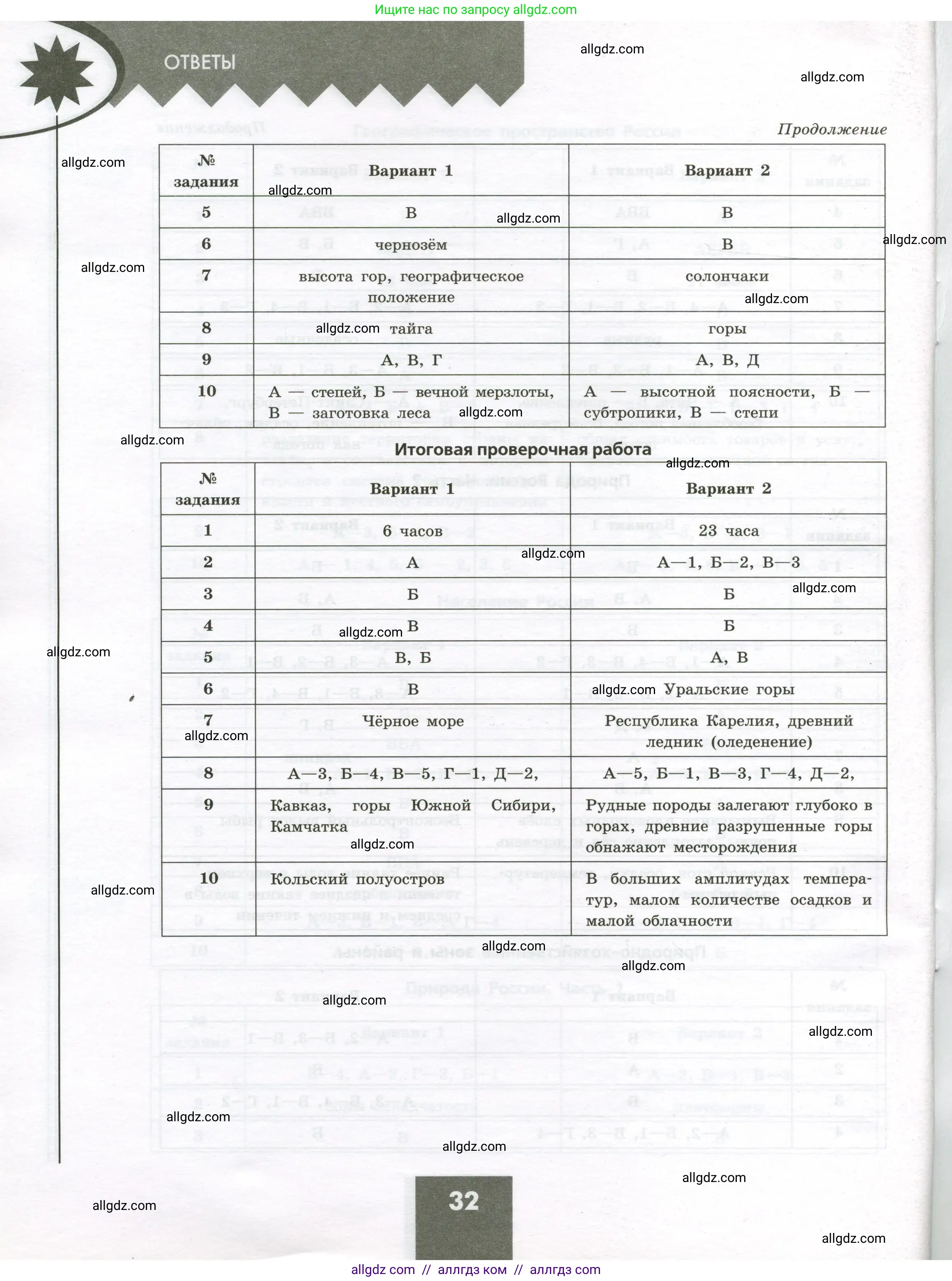 География, 8 класс Проверочные работы, авторы: Бондарева Мария Владимировна, Шидловский Игорь Михайлович, издательство Просвещение, Москва, 2023, жёлтого цвета, страница 32