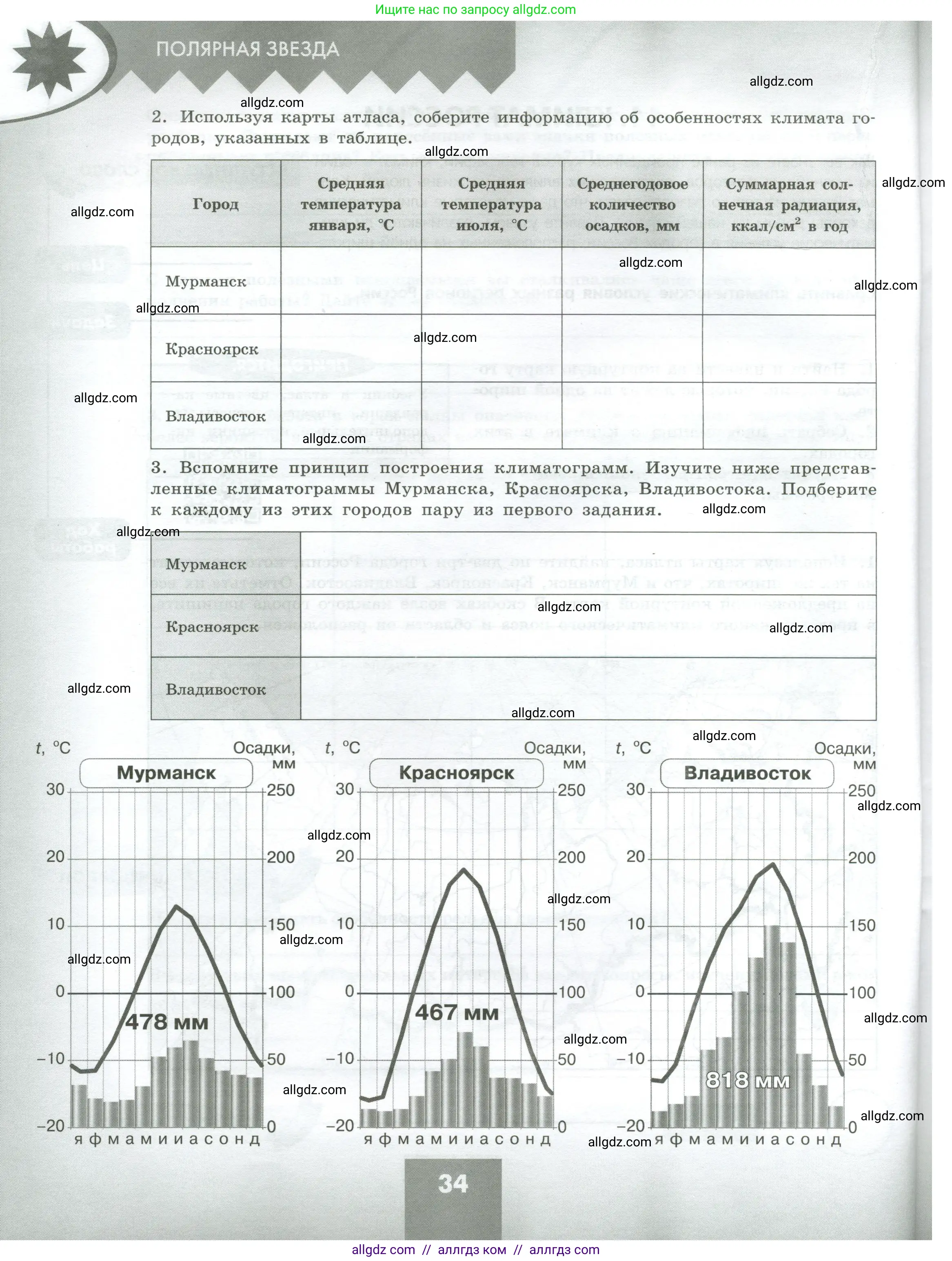 География, 8 класс Практические работы, автор: Дубинина Софья Петровна, издательство Просвещение, Москва, 2023, жёлтого цвета, страница 34