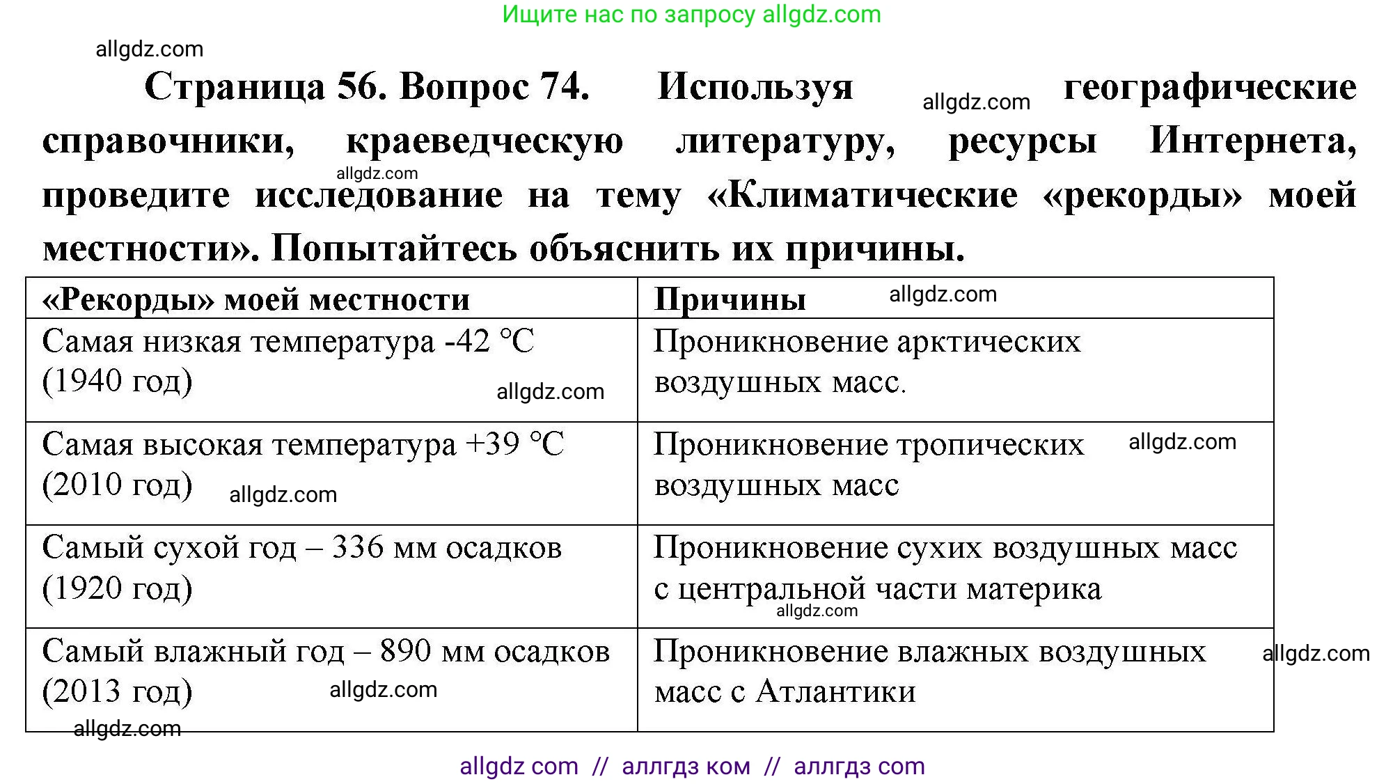 География, 8 класс Мой тренажёр, автор: Николина Вера Викторовна, издательство Просвещение, Москва, 2023, жёлтого цвета, страница 56, номер 74, Решение