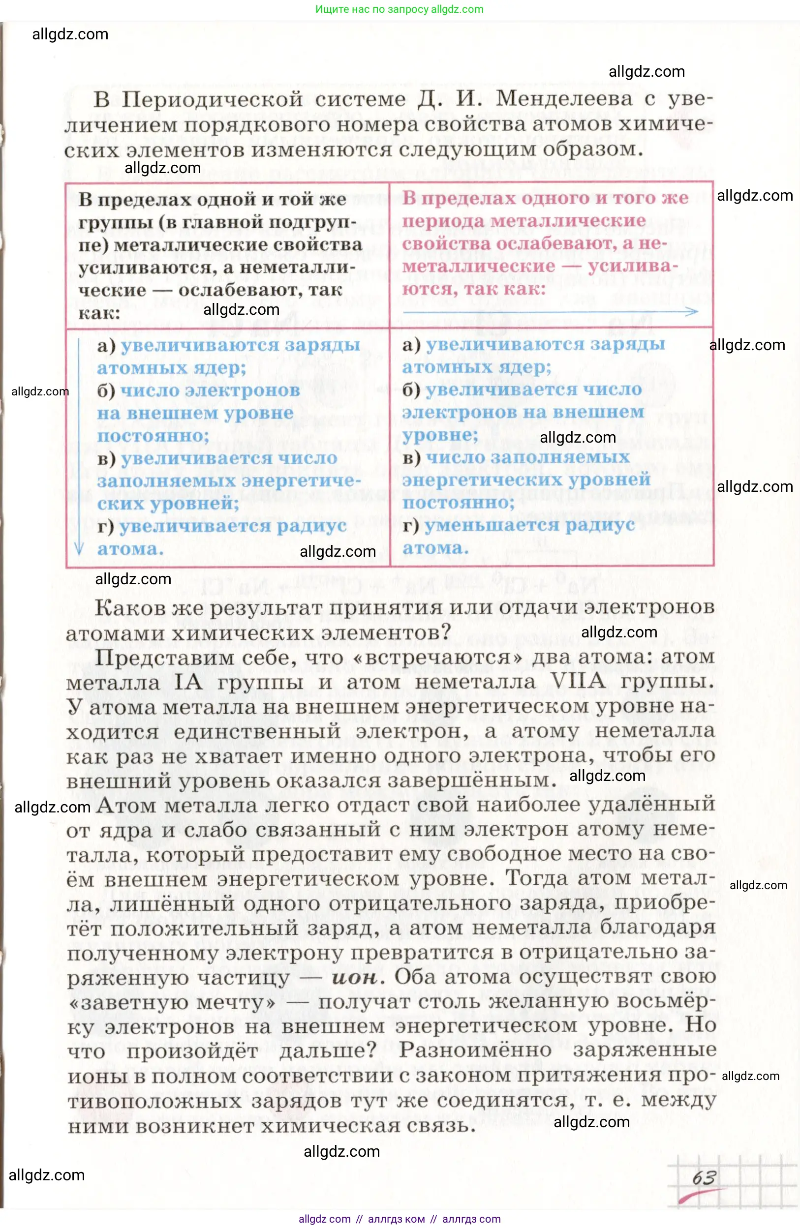 Химия, 8 класс Учебник, автор: Габриелян Олег Саргисович, издательство Просвещение, Москва, 2021, белого цвета, страница 63