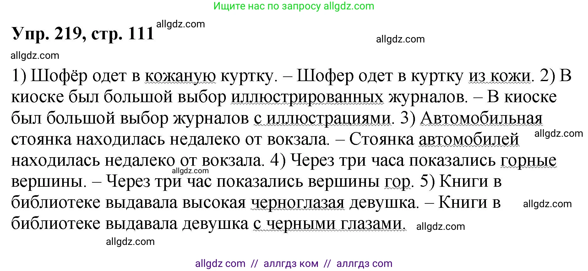 Русский язык, 8 класс Учебник, авторы: Бархударов Степан Григорьевич, Крючков Сергей Ефимович, Максимов Леонард Юрьевич, Чешко Лев Антонович, Николина Наталия Анатольевна, Мишина Клара Ивановна, Текучева Ирина Викторовна, Курцева Зоя Ивановна, Комиссарова Людмила Юрьевна, издательство Просвещение, Москва, 2023, зелёного цвета, страница 111, номер 219, Решение 1 (2023-2027)