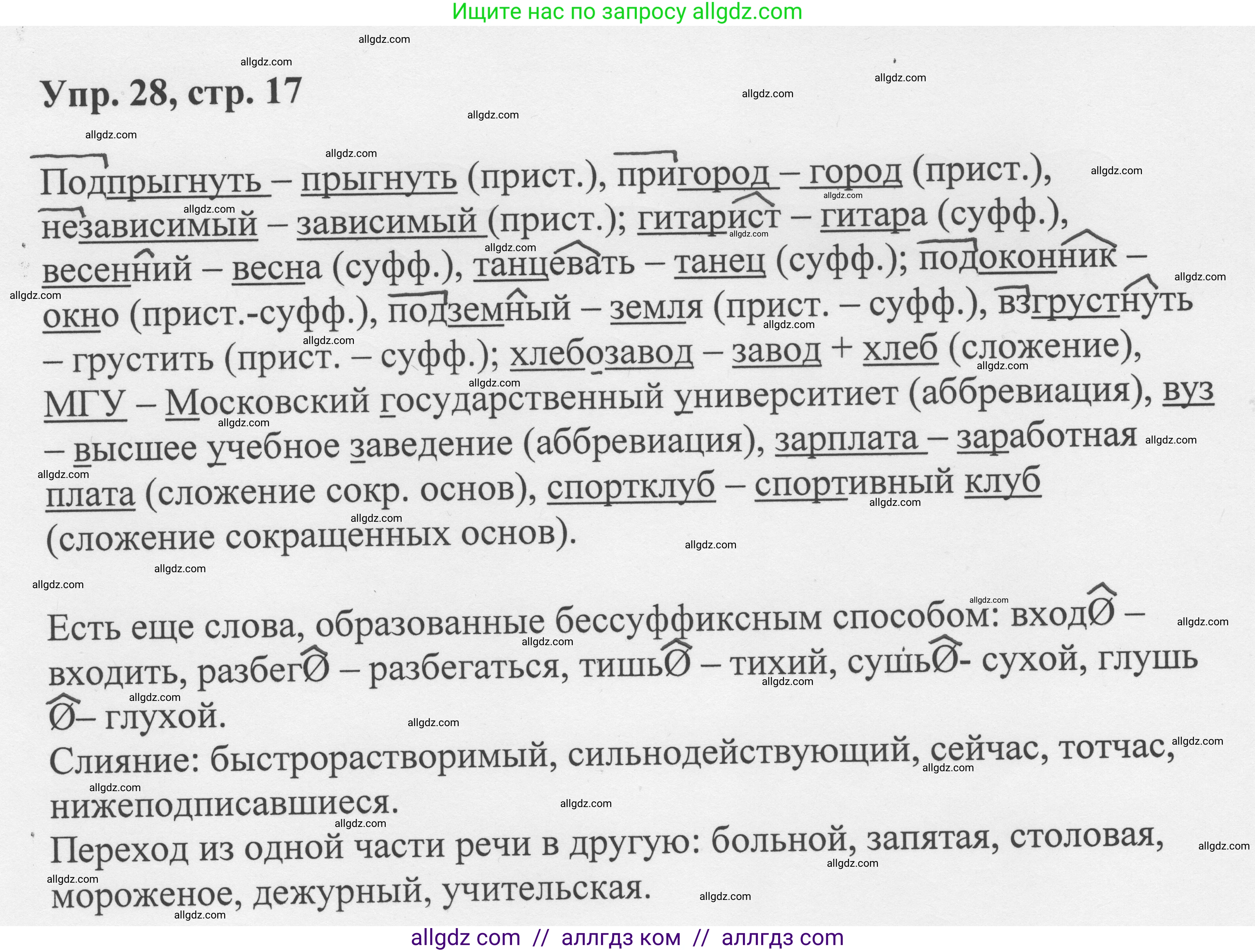 Русский язык, 8 класс Учебник, авторы: Бархударов Степан Григорьевич, Крючков Сергей Ефимович, Максимов Леонард Юрьевич, Чешко Лев Антонович, Николина Наталия Анатольевна, Мишина Клара Ивановна, Текучева Ирина Викторовна, Курцева Зоя Ивановна, Комиссарова Людмила Юрьевна, издательство Просвещение, Москва, 2023, зелёного цвета, страница 17, номер 28, Решение 1 (2023-2027)