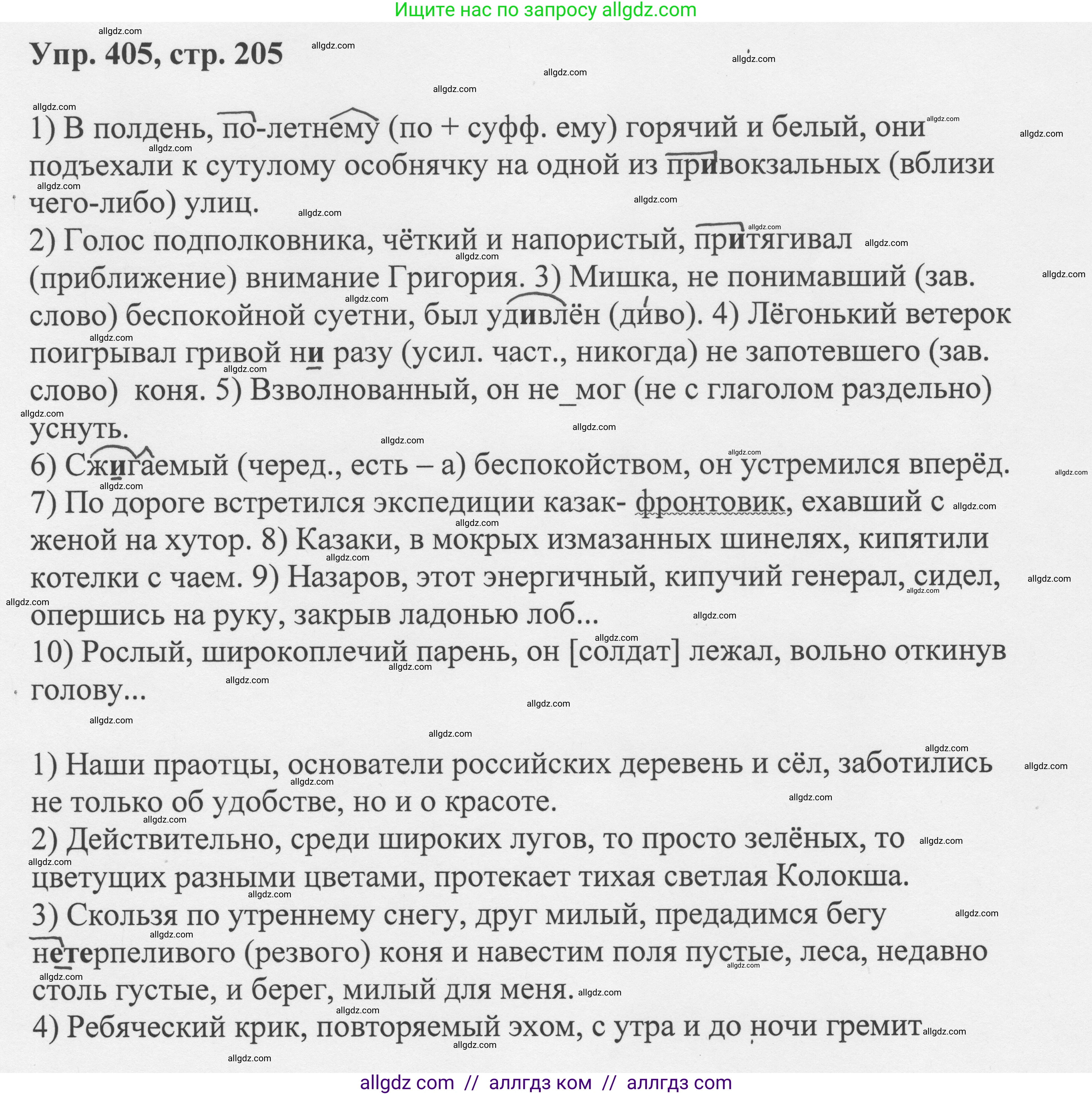 Русский язык, 8 класс Учебник, авторы: Бархударов Степан Григорьевич, Крючков Сергей Ефимович, Максимов Леонард Юрьевич, Чешко Лев Антонович, Николина Наталия Анатольевна, Мишина Клара Ивановна, Текучева Ирина Викторовна, Курцева Зоя Ивановна, Комиссарова Людмила Юрьевна, издательство Просвещение, Москва, 2023, зелёного цвета, страница 205, номер 405, Решение 1 (2023-2027)