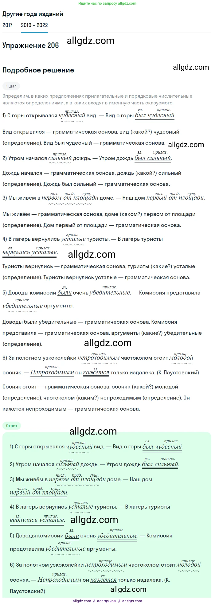 Русский язык, 8 класс Учебник, авторы: Бархударов Степан Григорьевич, Крючков Сергей Ефимович, Максимов Леонард Юрьевич, Чешко Лев Антонович, Николина Наталия Анатольевна, Мишина Клара Ивановна, Текучева Ирина Викторовна, Курцева Зоя Ивановна, Комиссарова Людмила Юрьевна, издательство Просвещение, Москва, 2023, зелёного цвета, страница 107, номер 206, Решение 1 (2019-2023)